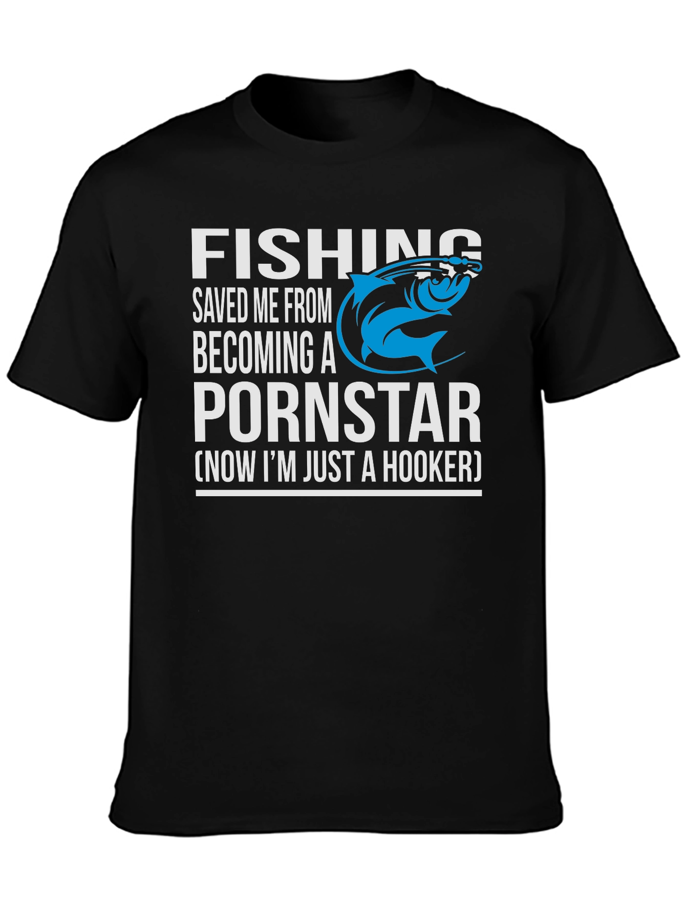 Black Fishing Saved Me Humor Graphic T-Shirt view 3
