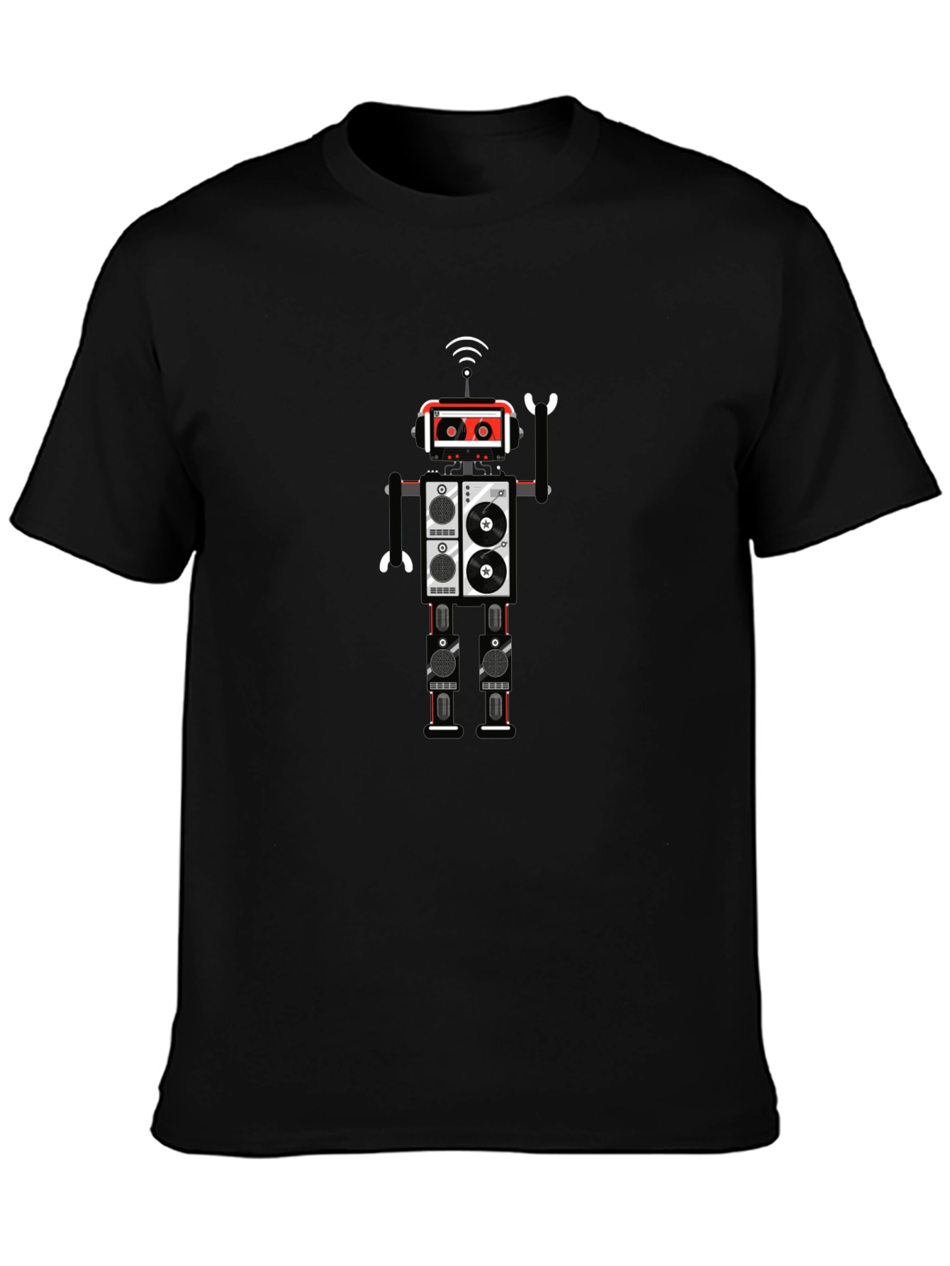 Black Robot Graphic Black T-Shirt view 3