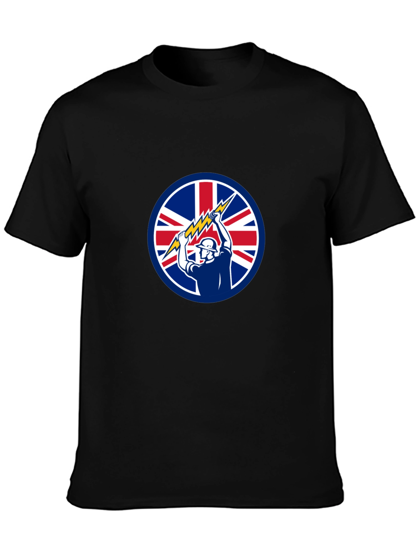 Black British Electrician Graphic T-Shirt view 3