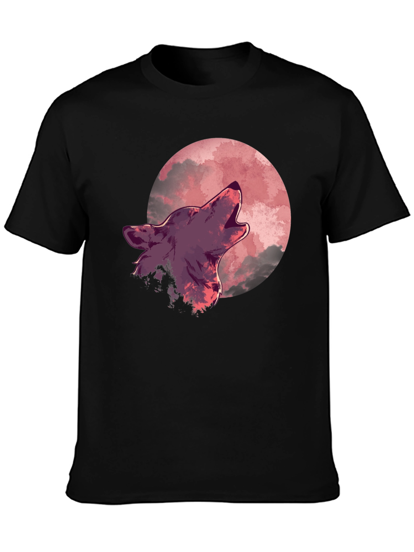 Black Wolf Howling at Moon Graphic Tee view 3