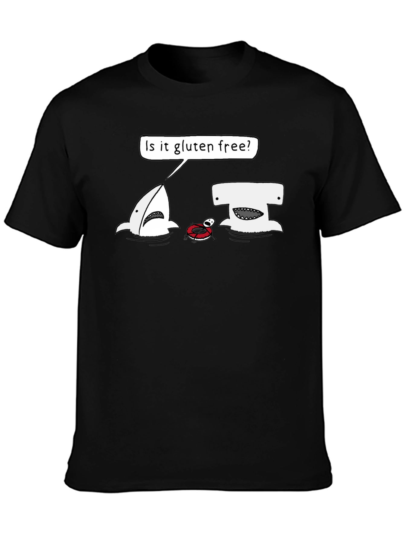 Gluten-Free Shark Humor Graphic T-Shirt - 3