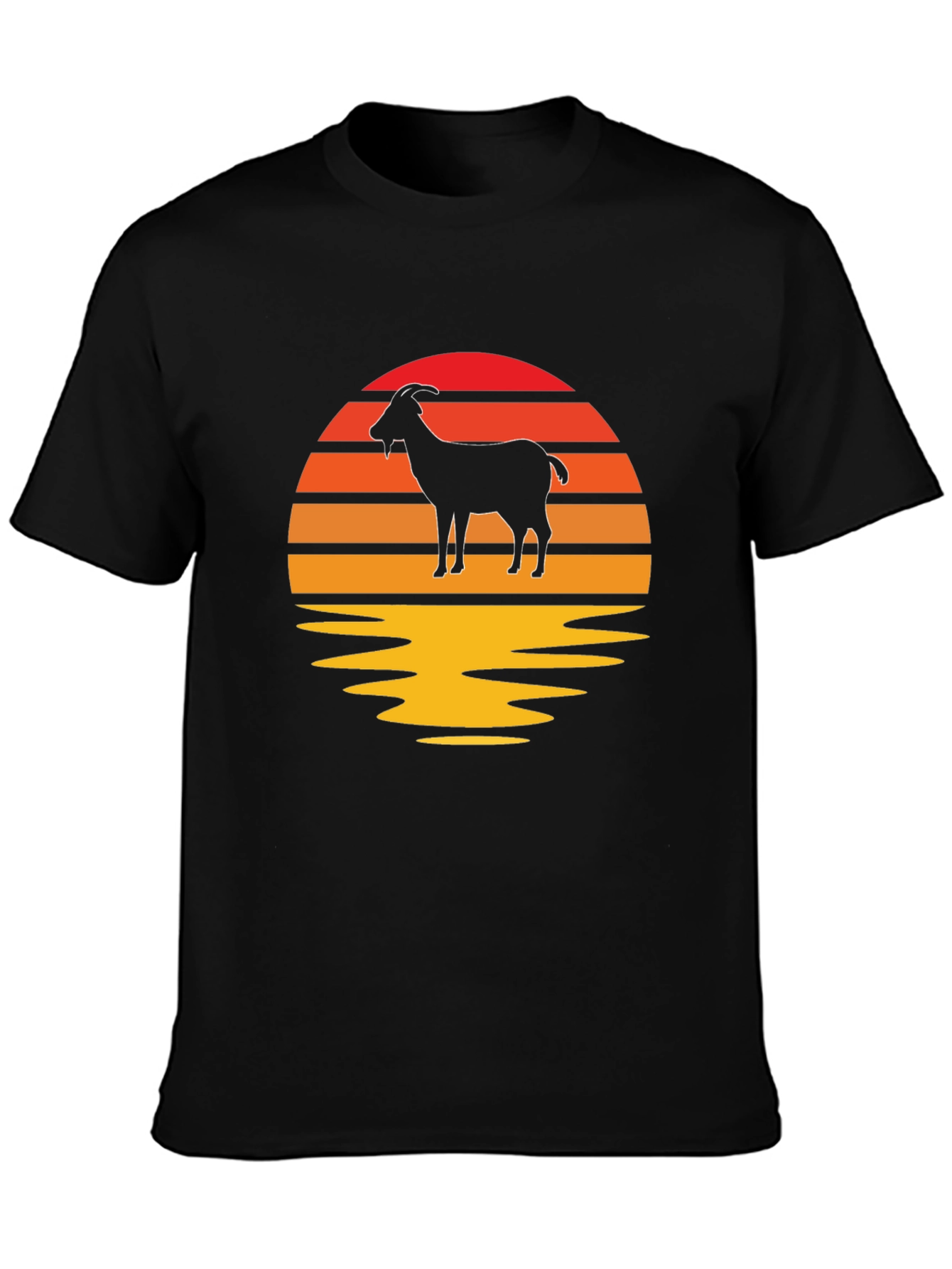 Black Goat Silhouette Sunset Graphic Tee view 3