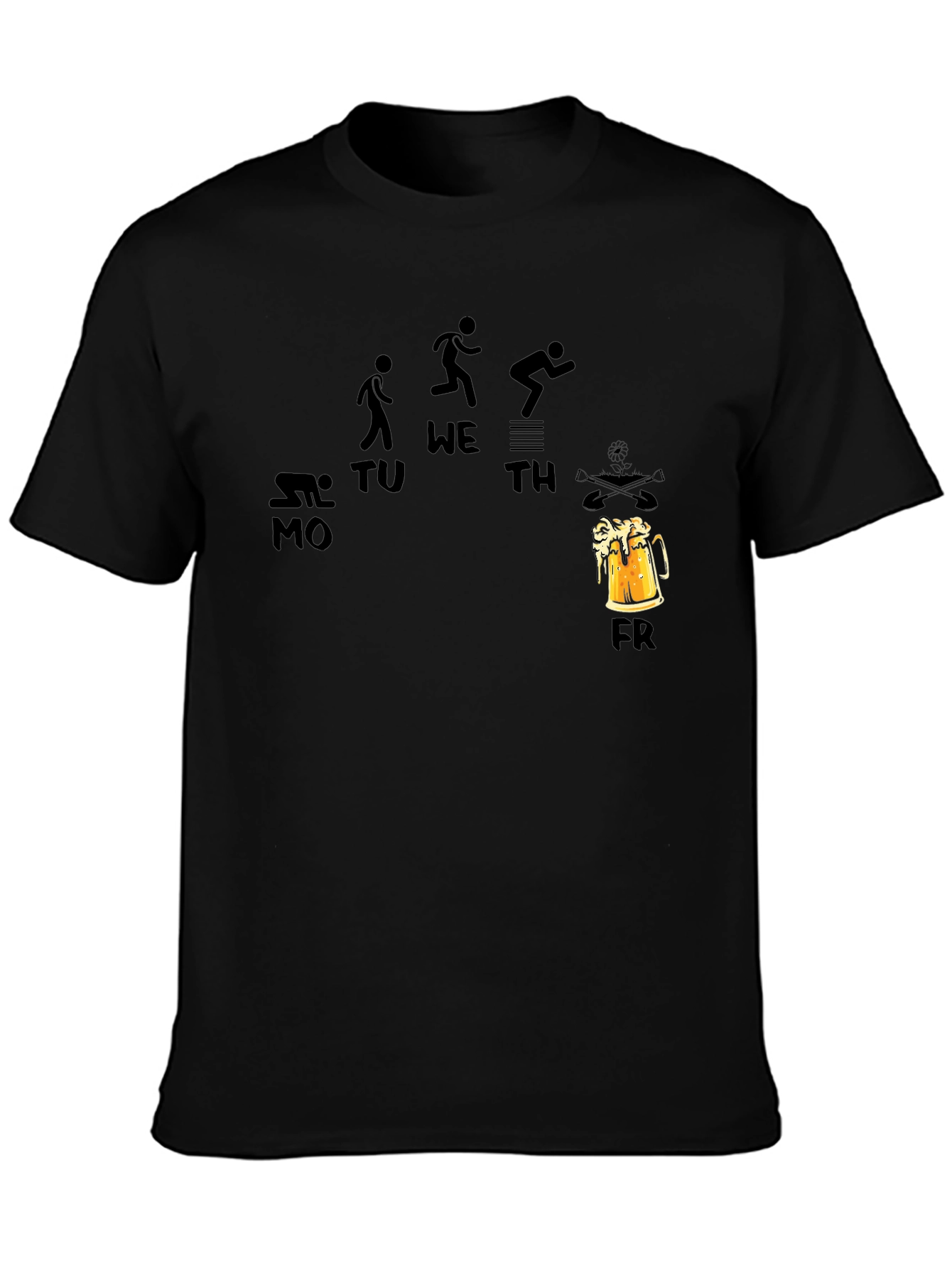Black Funny Workout Beer Friday Black T-Shirt view 3