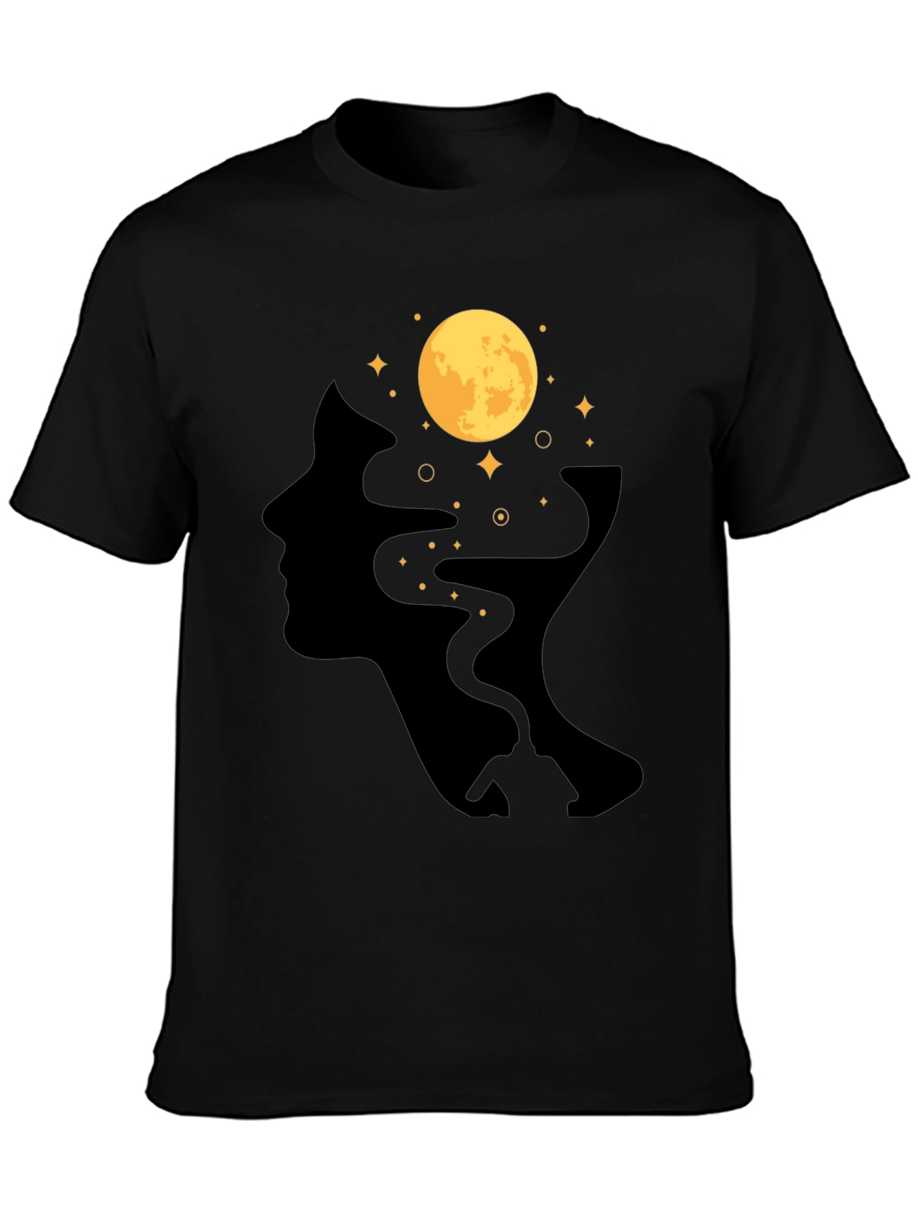Black Moonlit Mind T-Shirt - Black Graphic Tee view 3