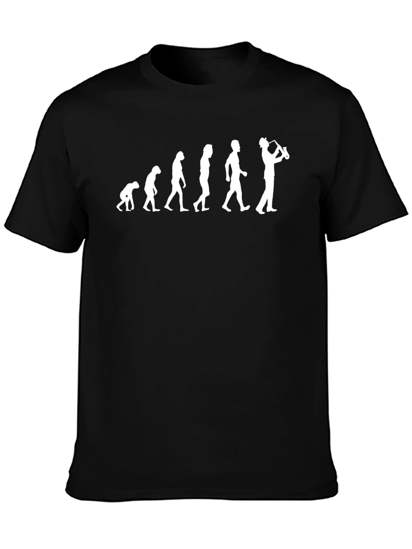 Black Evolution of Saxophone Player Black T-Shirt view 3
