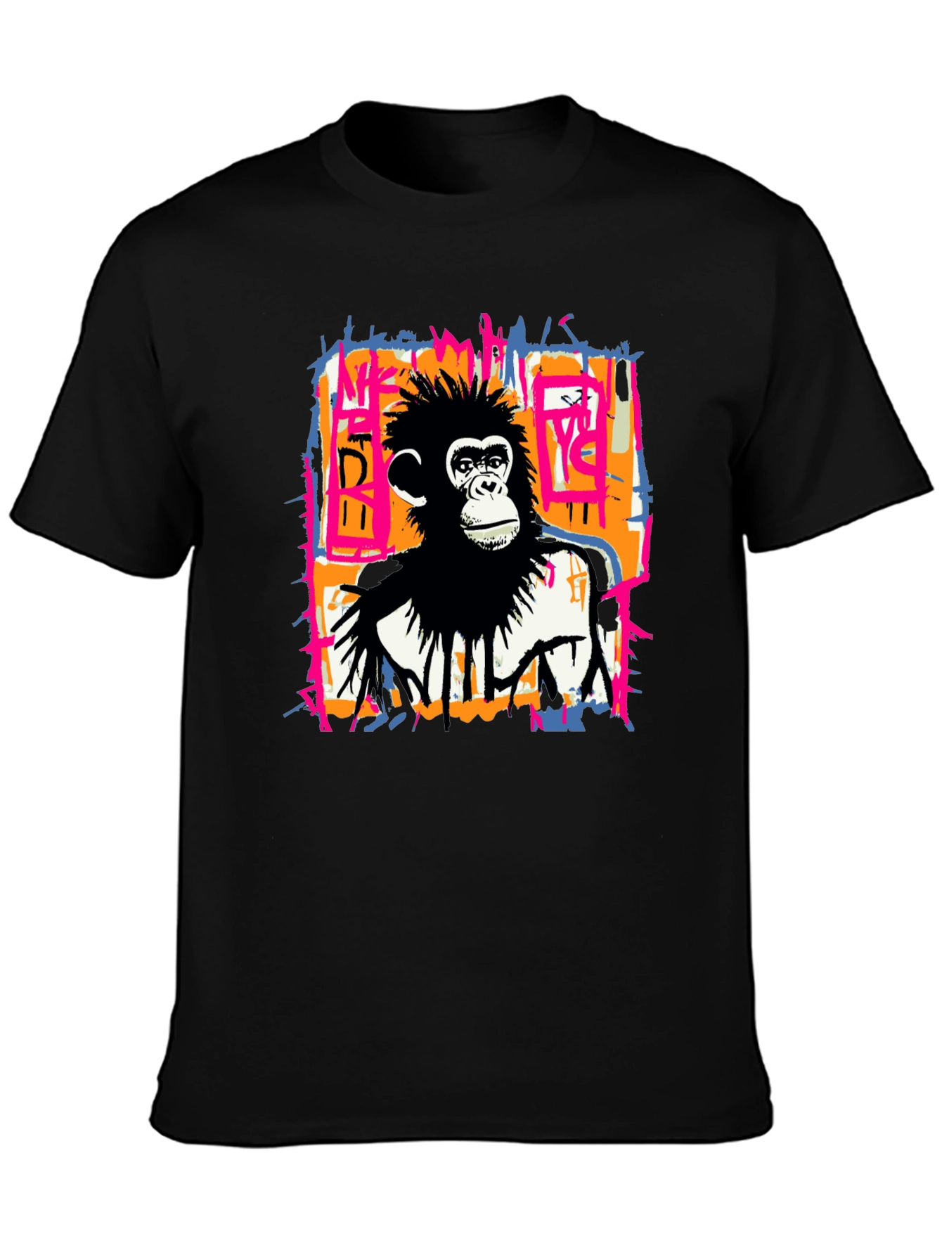 Black Abstract Monkey Graphic Tee - Black view 3