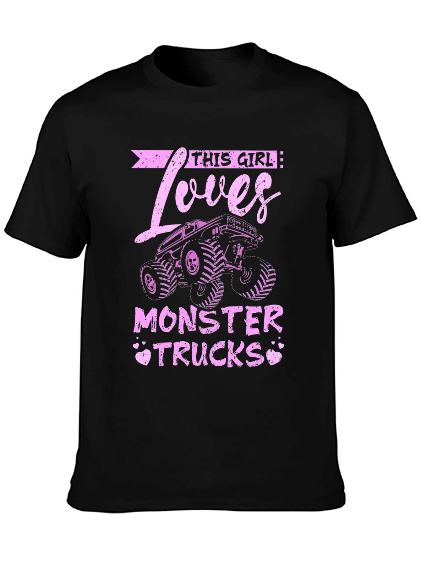 Black This Girl Loves Monster Trucks Black T-Shirt view 3