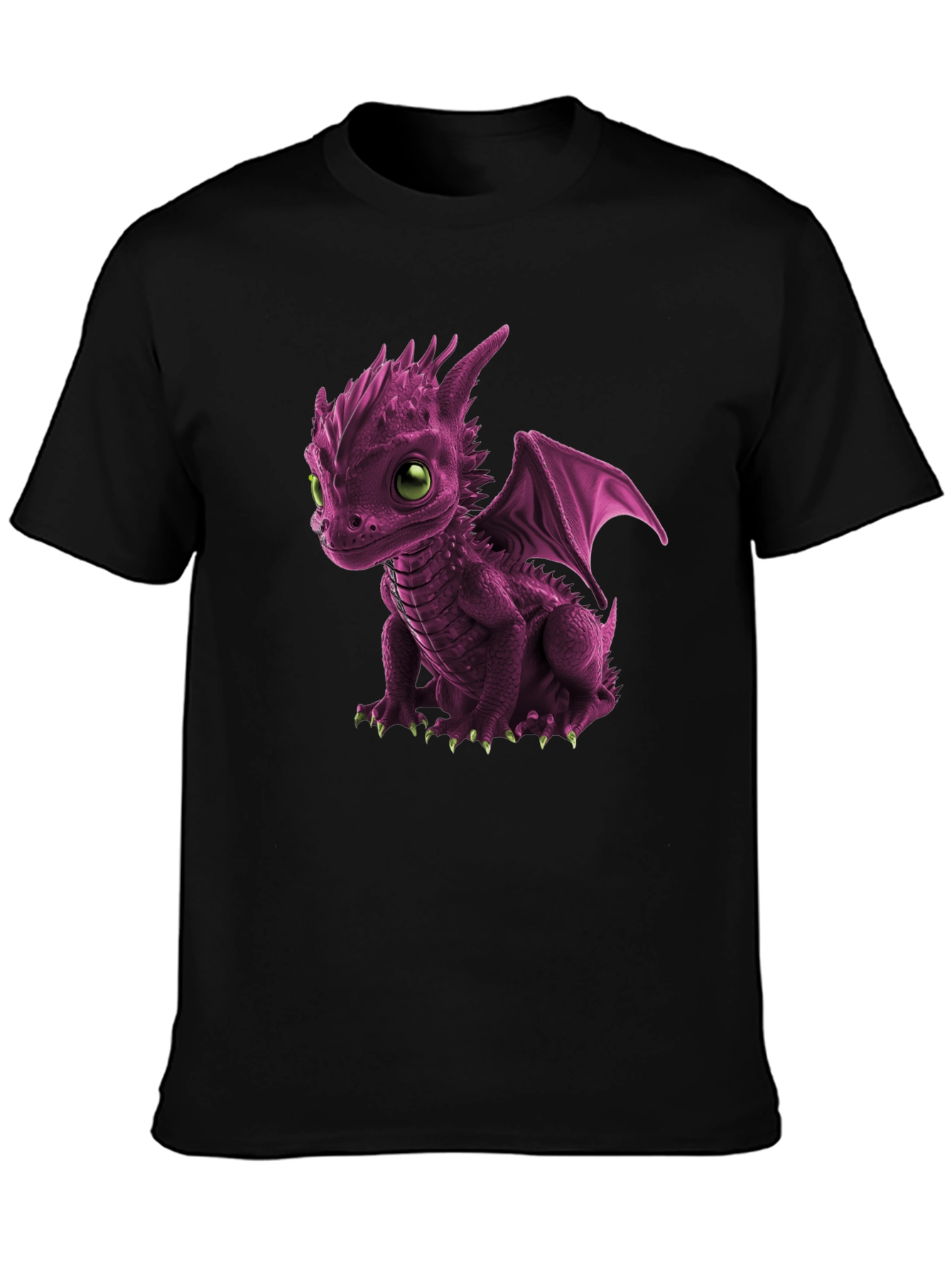 Black Cute Dragon Graphic Tee - Unique Design view 3