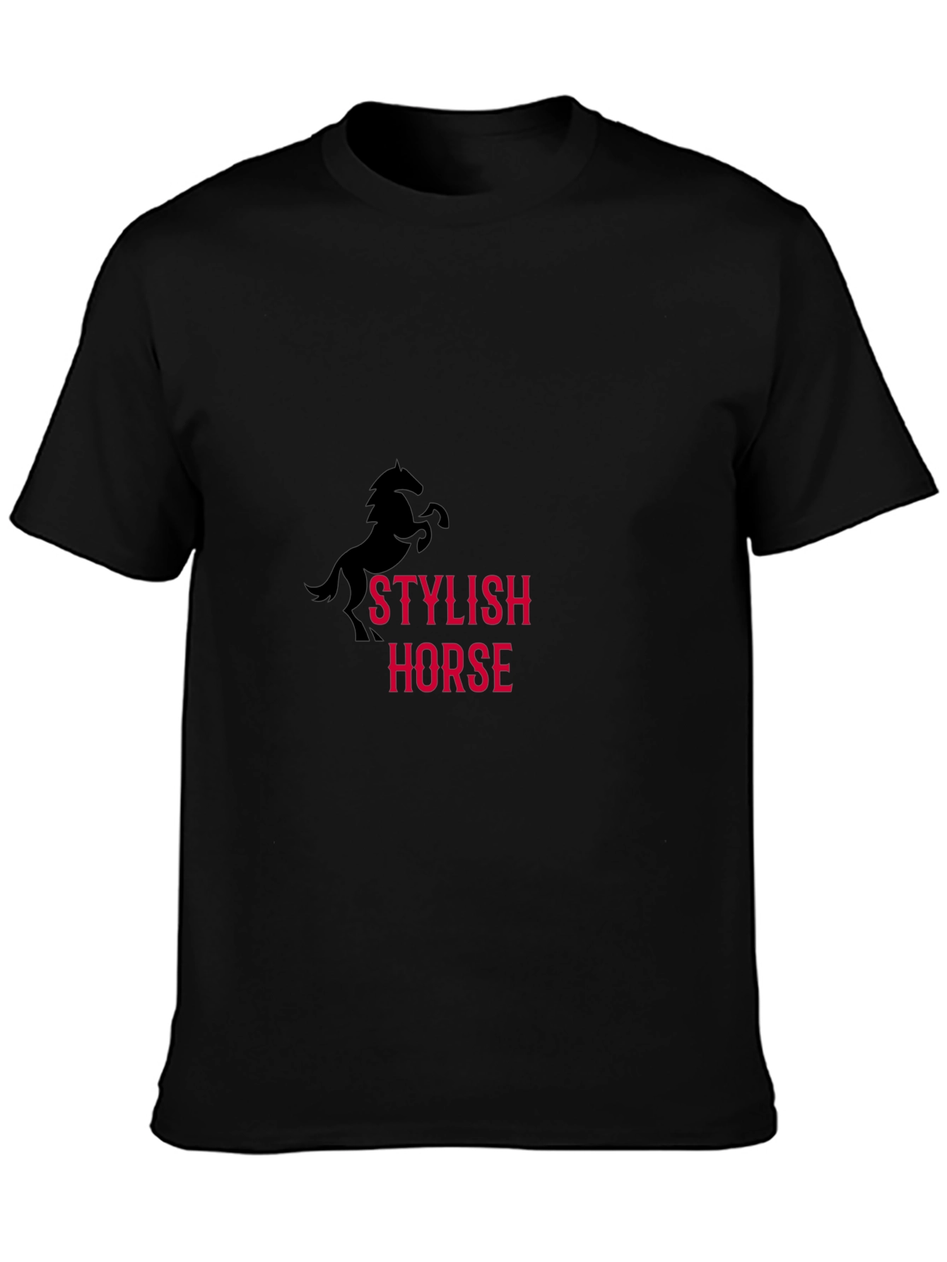 Black Stylish Horse Graphic T-Shirt view 3