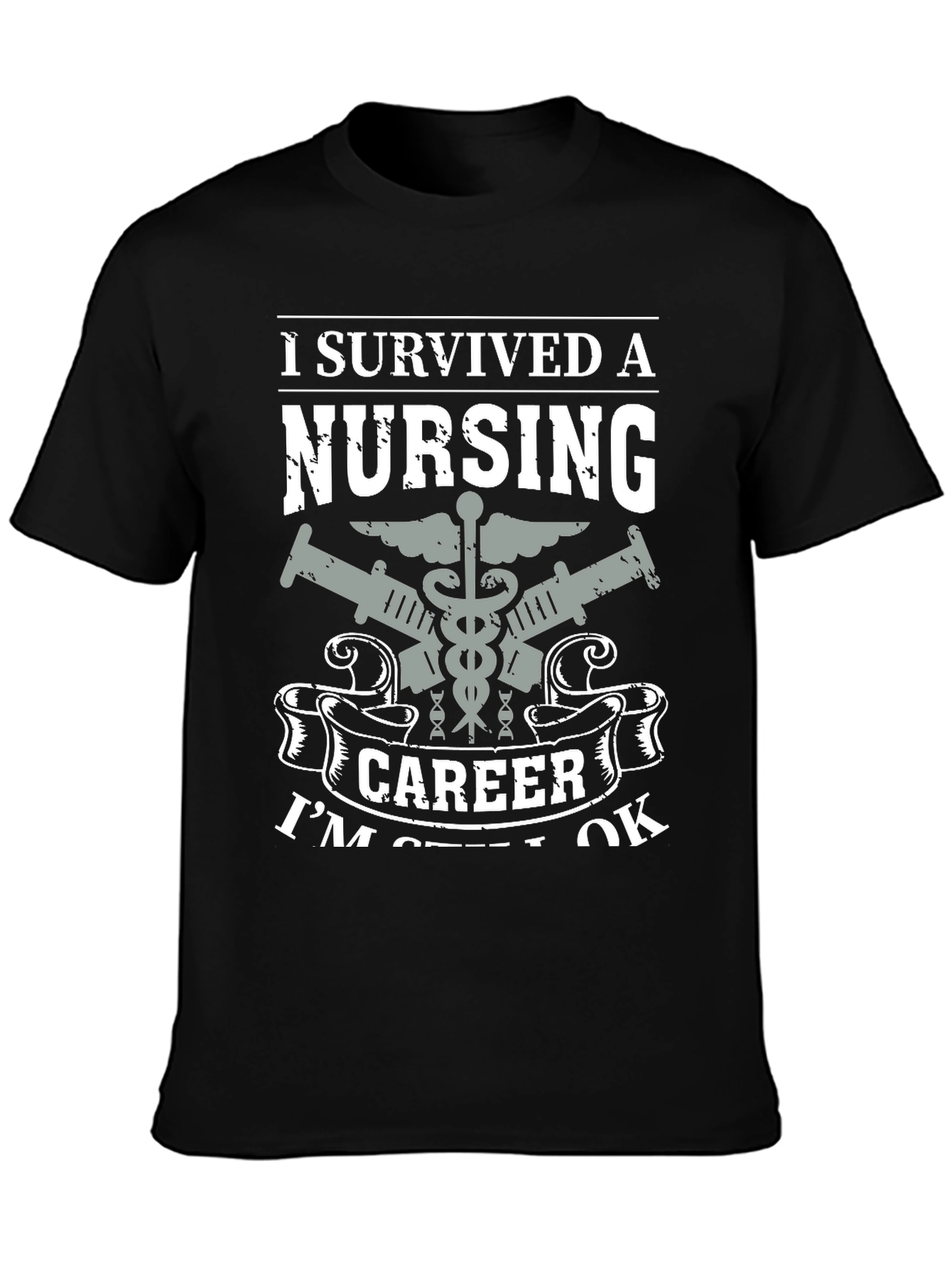 Black I Survived A Nursing Career Graphic T-Shirt view 3