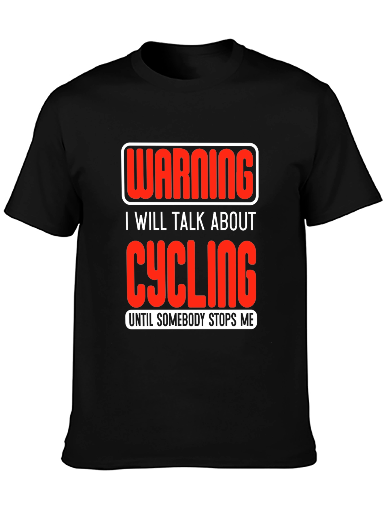 Black Cycling Enthusiast T-Shirt - Warning I Will Talk About Cycling view 3