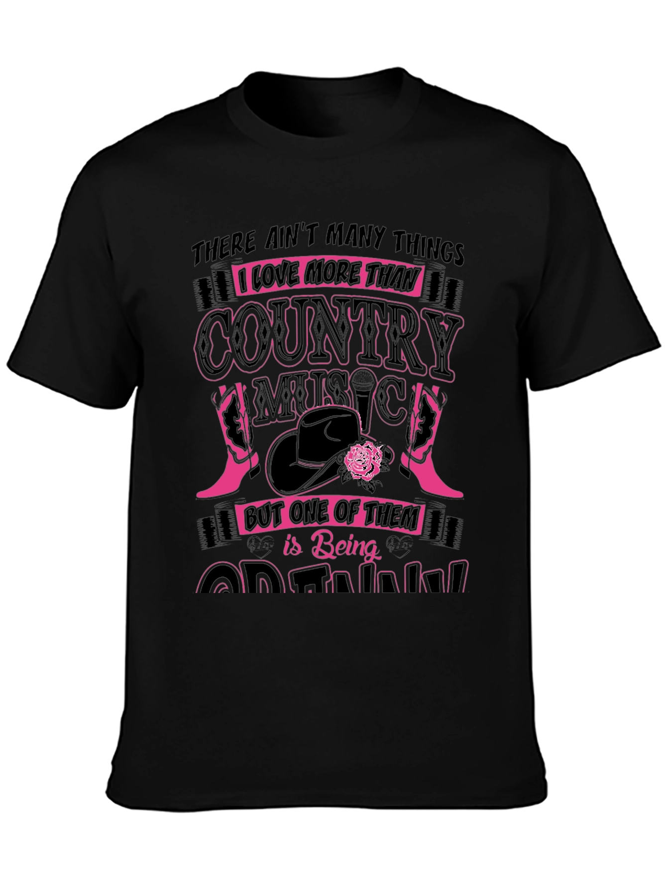 Black Country Music Graphic T-Shirt - Black view 3