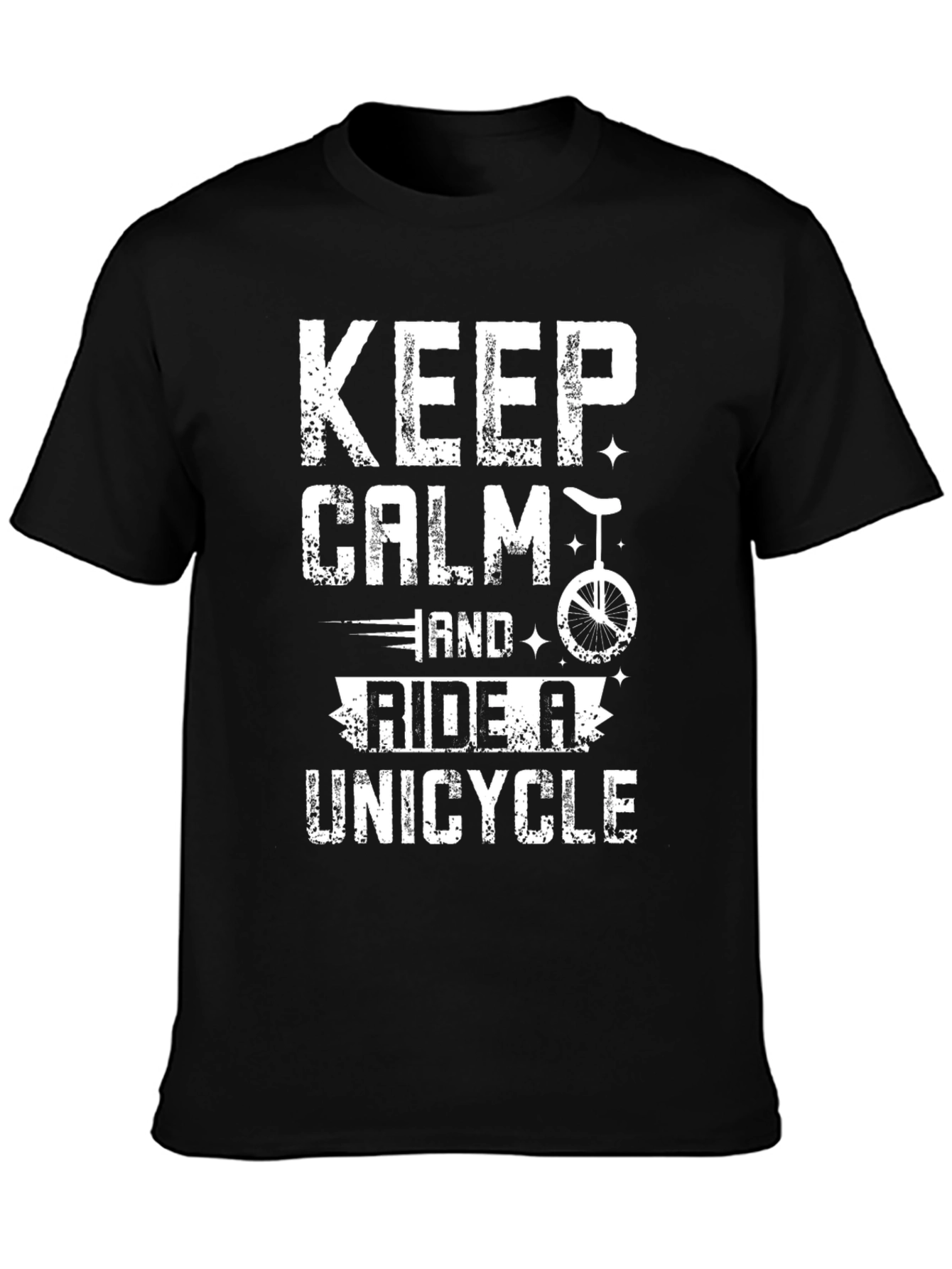 Black Keep Calm Ride a Unicycle Graphic Tee view 3
