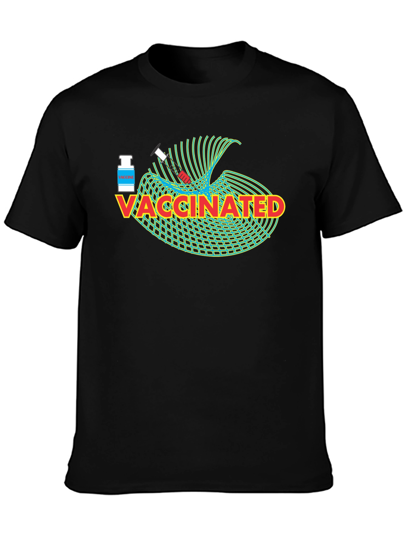 Black Vaccinated Graphic Tee - Novelty Design view 3