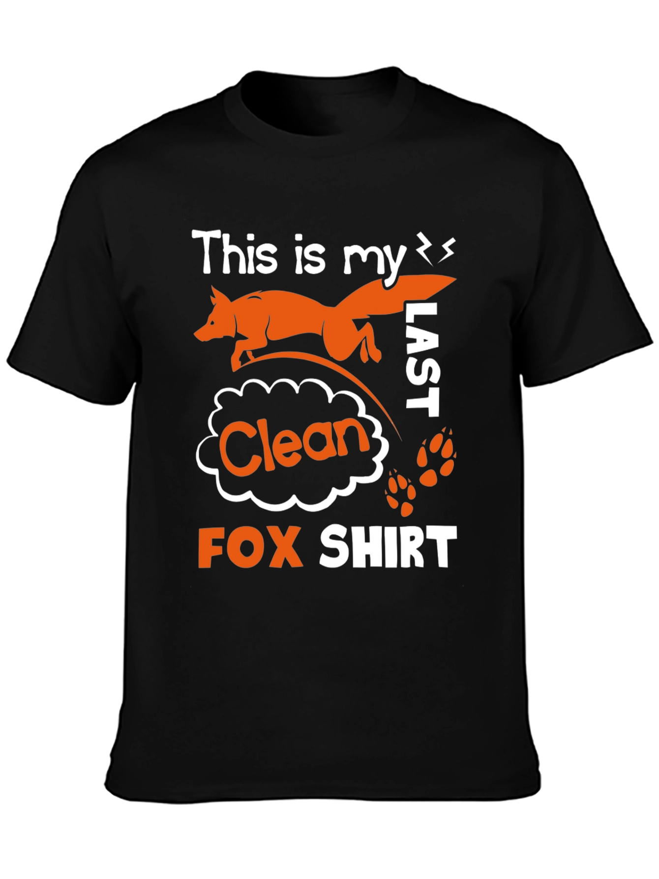 Black Funny "Last Clean Fox" Graphic T-Shirt view 3