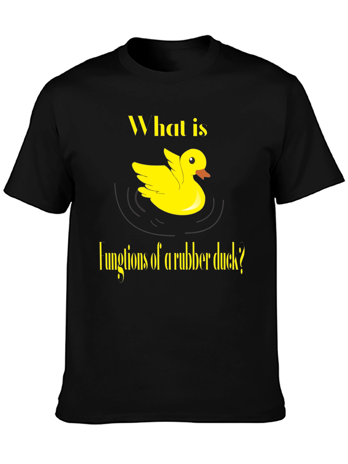 Black Rubber Duck Functions T-Shirt - Quirky Yellow Duck Design view 3