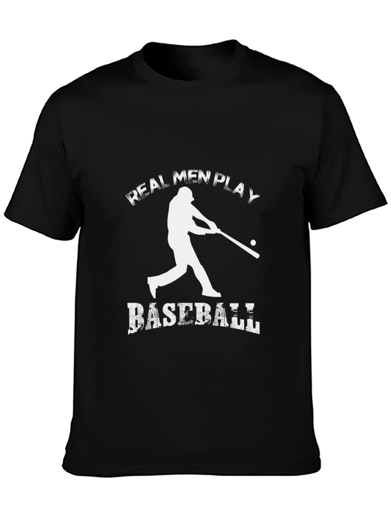 Black Real Men Play Baseball Graphic T-Shirt view 3