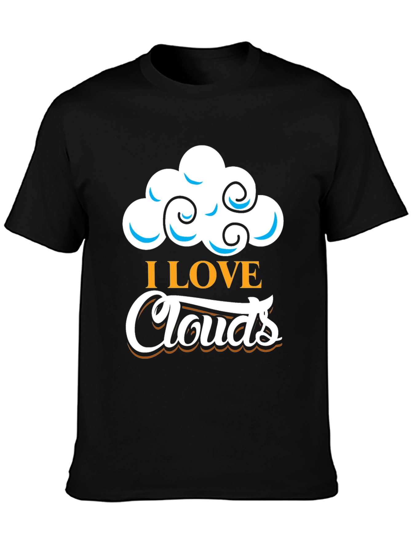 Black I Love Clouds Graphic T-Shirt - Black Cotton Blend view 3