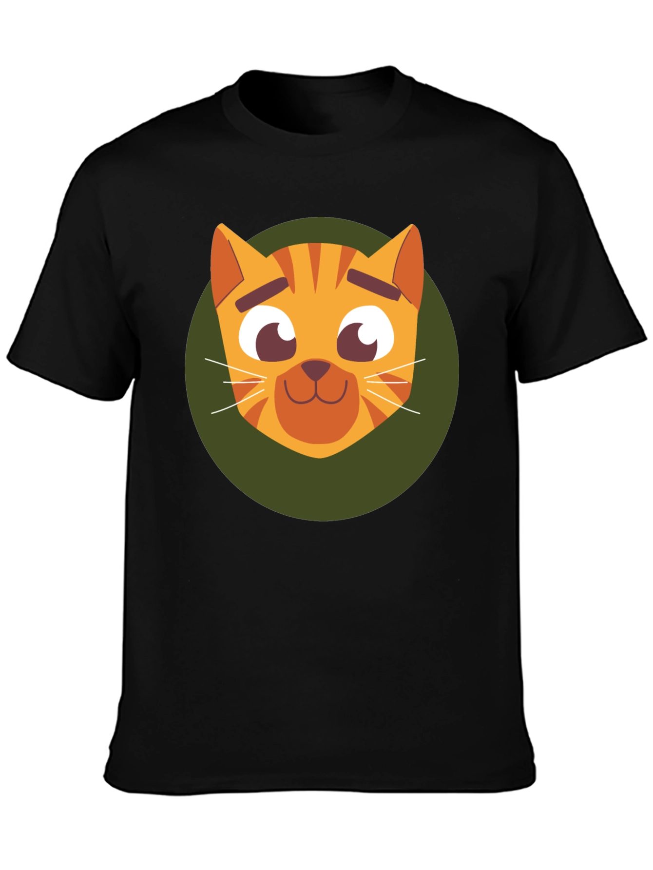 Black Cute Cartoon Cat Graphic T-Shirt - Soft Black Tee view 3