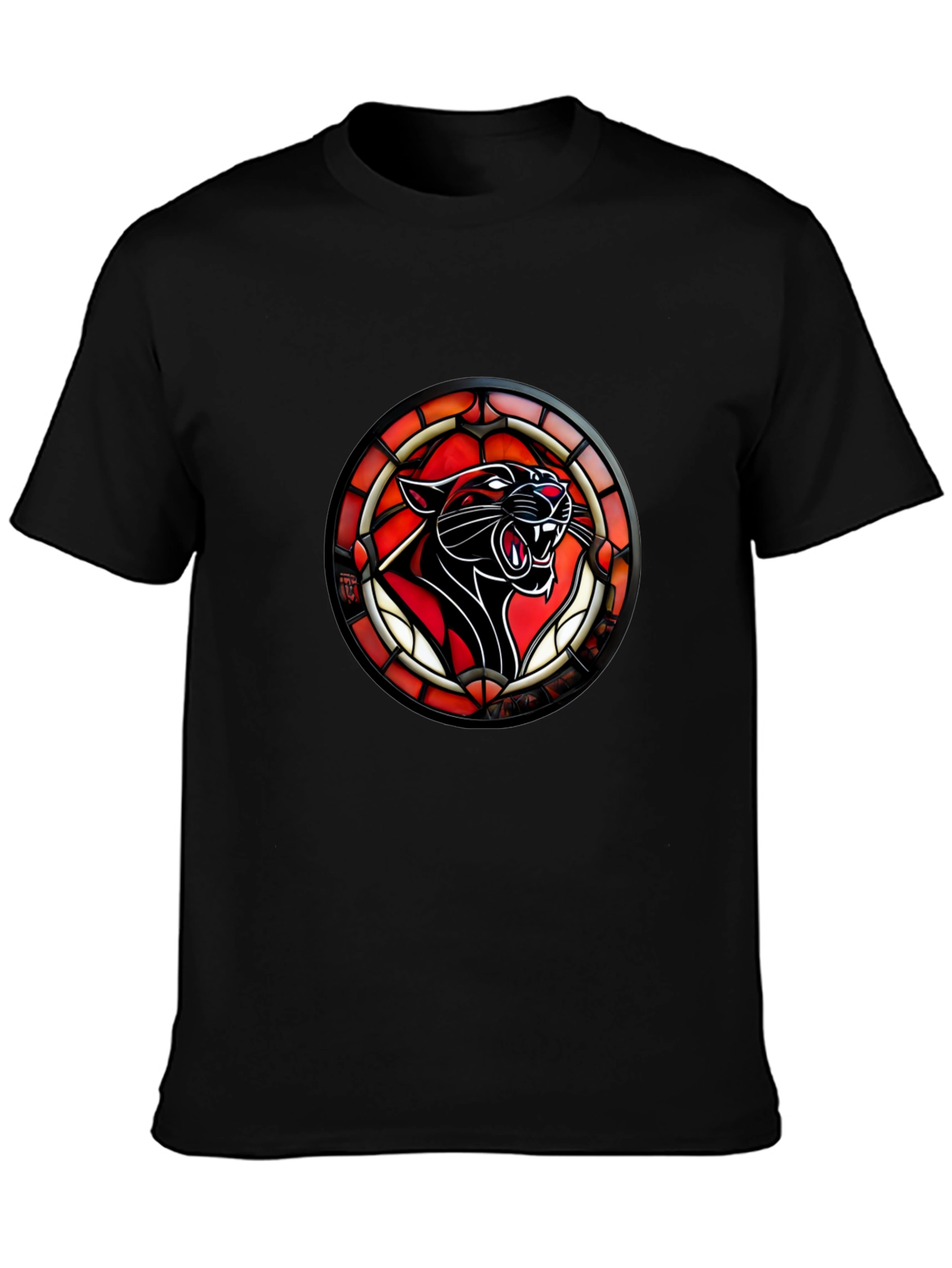Black Stained Glass Panther T-Shirt - Bold Graphic Tee view 3