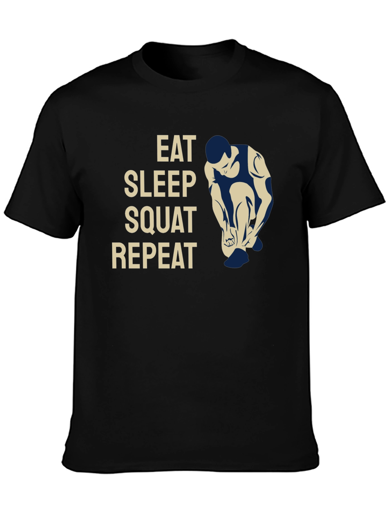Black Eat Sleep Squat Repeat Gym Workout T-Shirt view 3