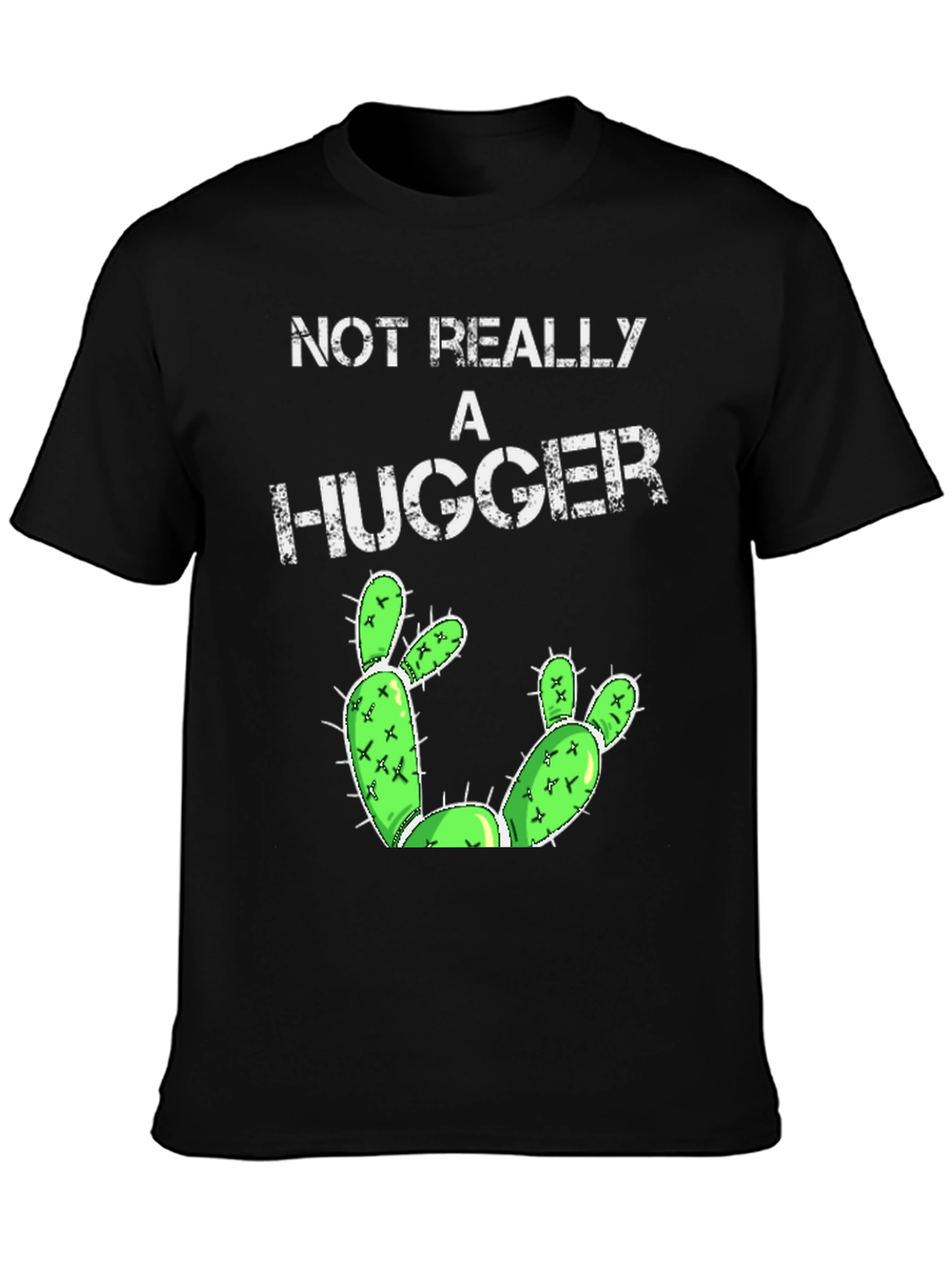 Black Not Really A Hugger Cactus Graphic Tee view 3