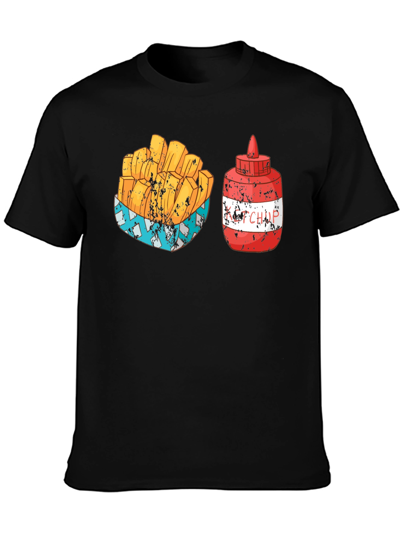Black Fries & Ketchup Graphic Tee - Food Lover's Delight view 3