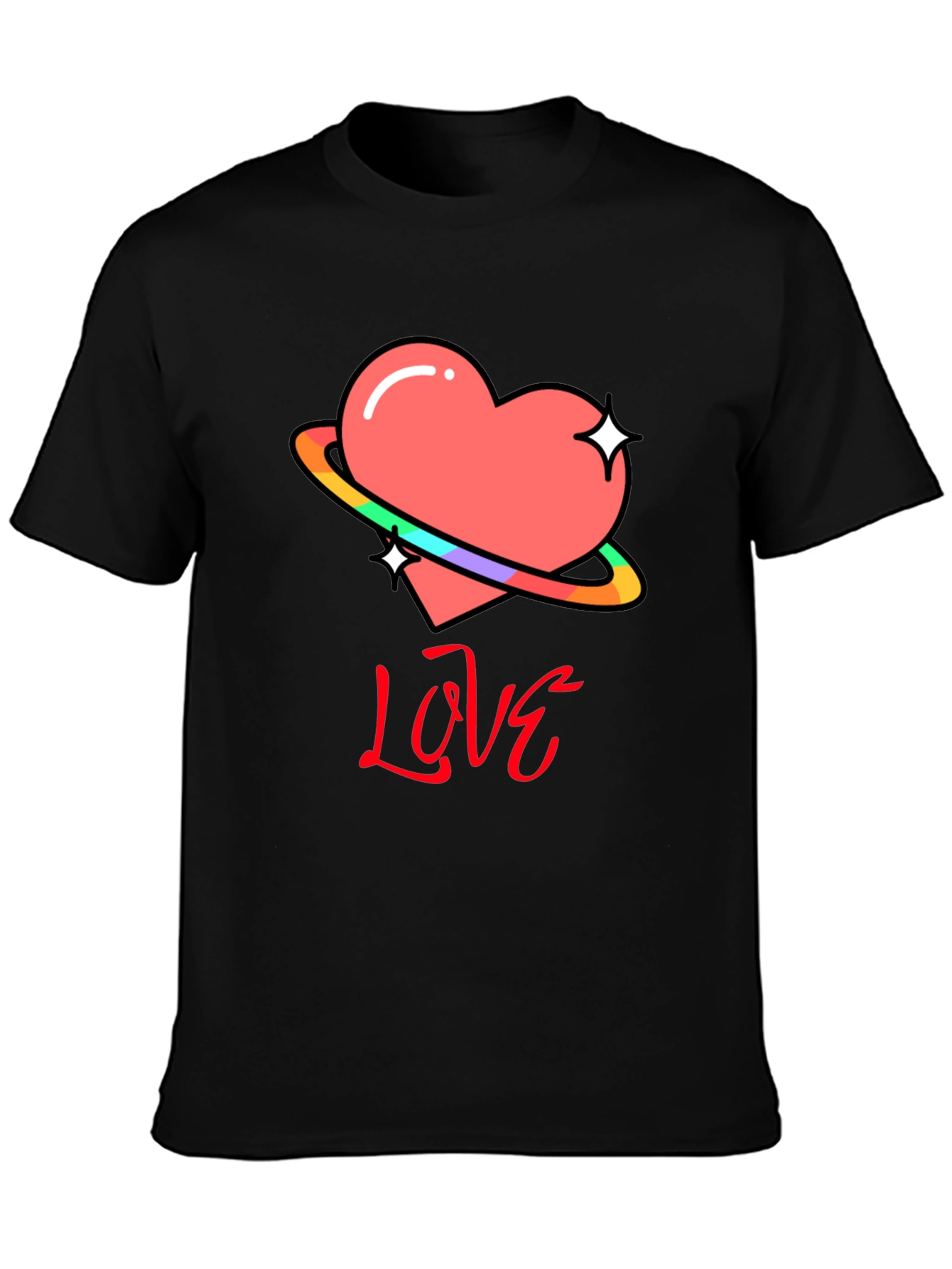 Black Love Heart Graphic T-Shirt - Black view 3
