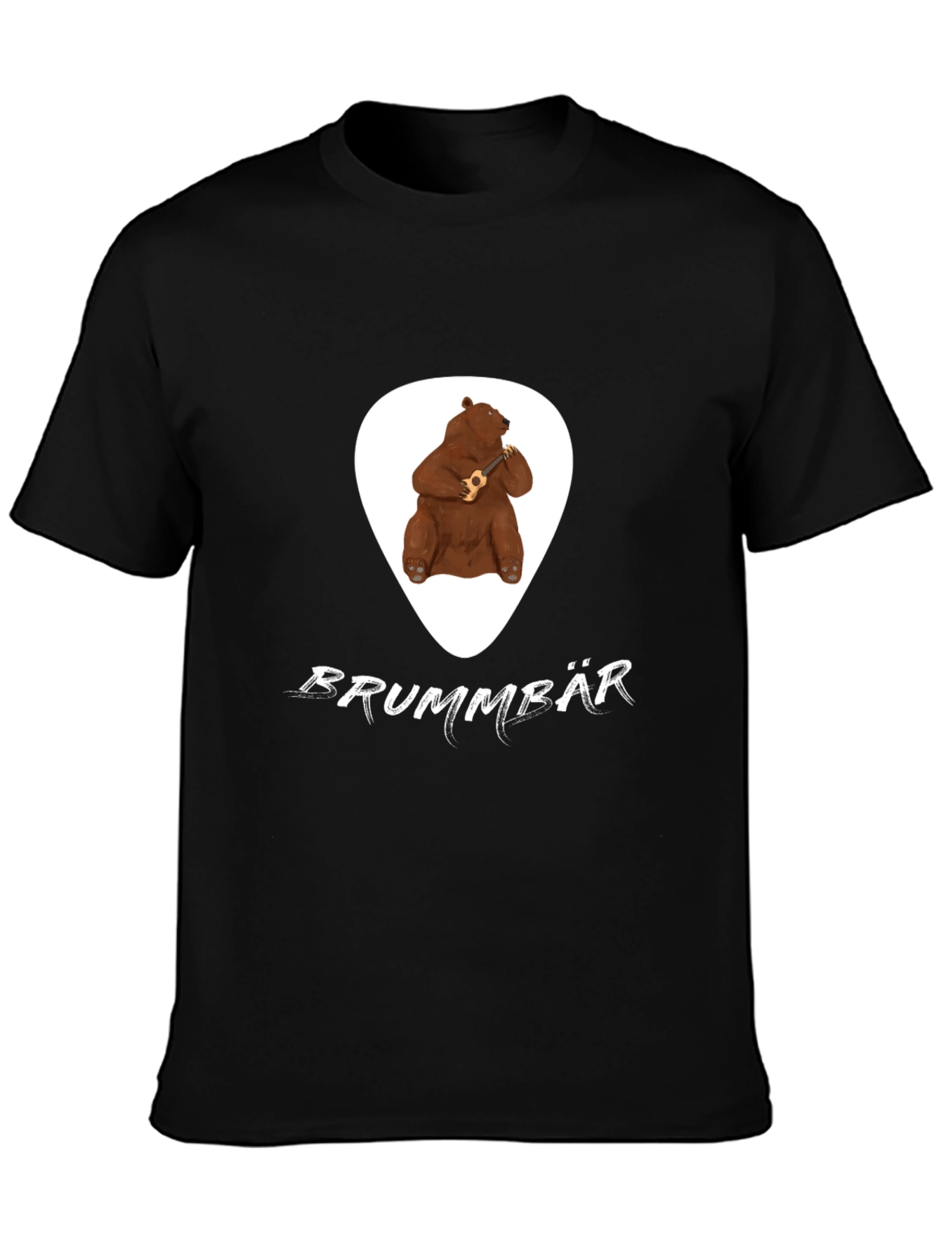 Black Brummbär Bear Ukulele T-Shirt - Black Cotton Tee view 3