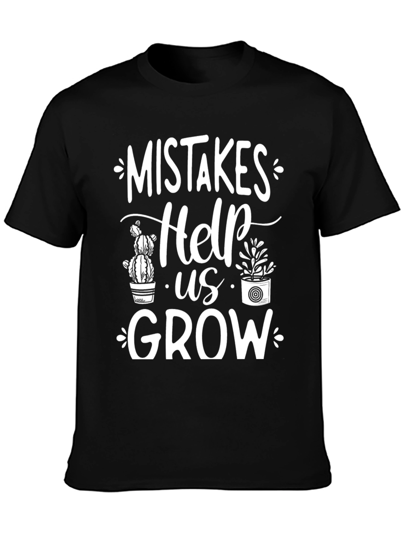 Black Mistakes Help Us Grow T-Shirt - Black Cotton Tee view 3