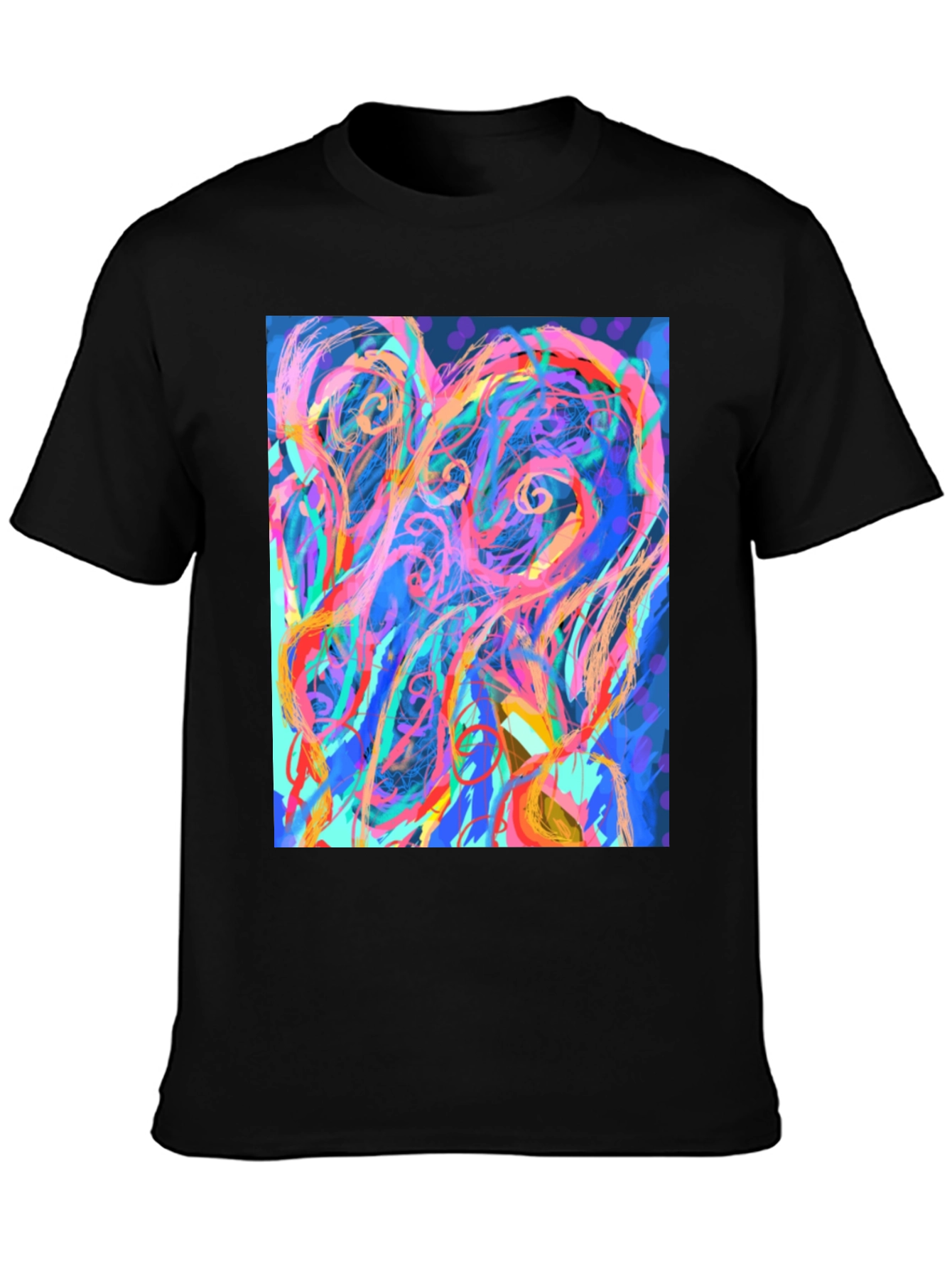 Black Abstract Art Graphic Print Black T-Shirt view 3