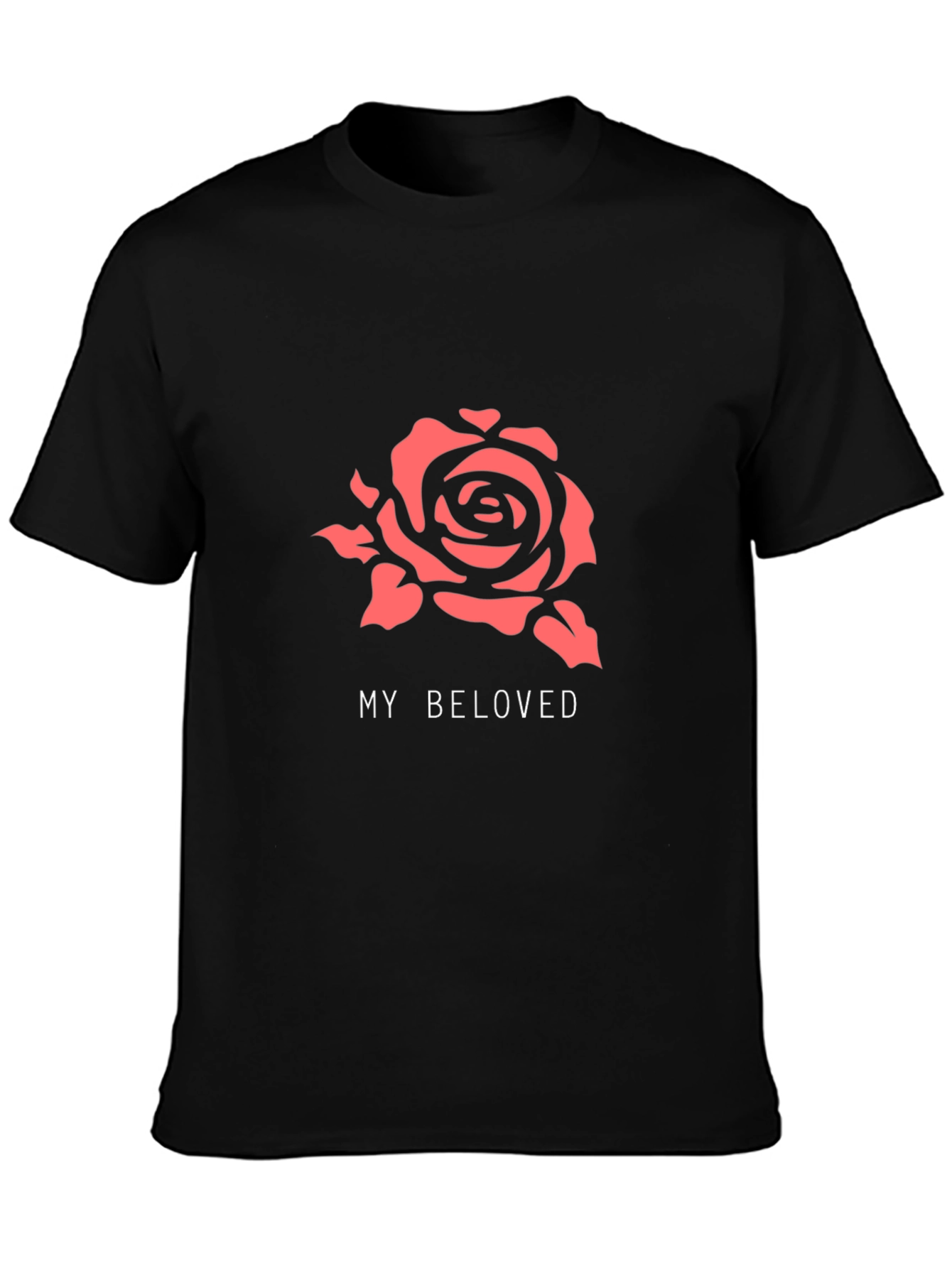 Black My Beloved Rose Graphic Tee - Soft Black Cotton T-Shirt view 3
