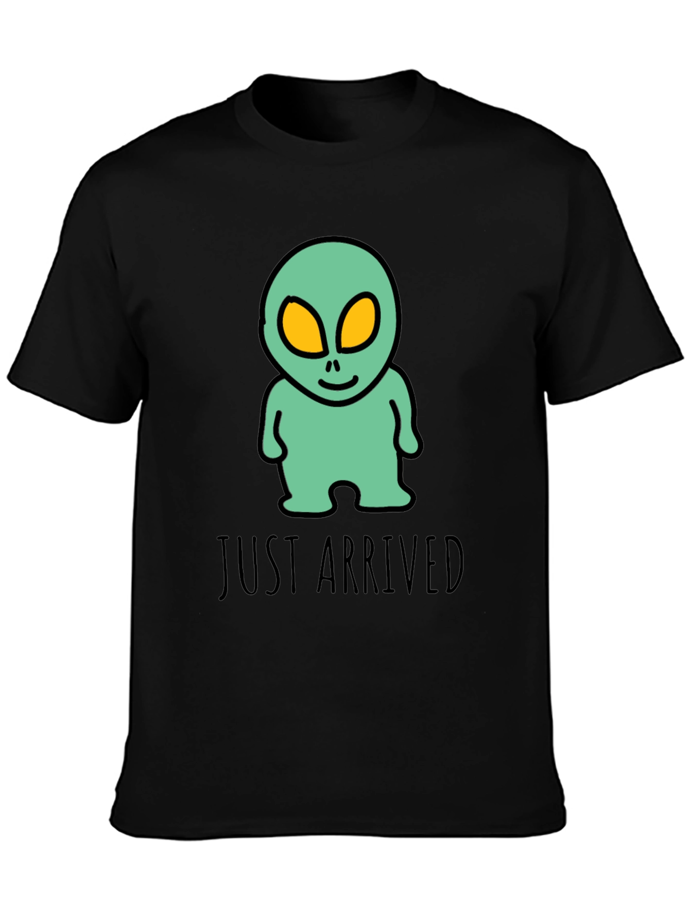 Black Just Arrived Alien Graphic Tee - Black Cotton T-Shirt view 3