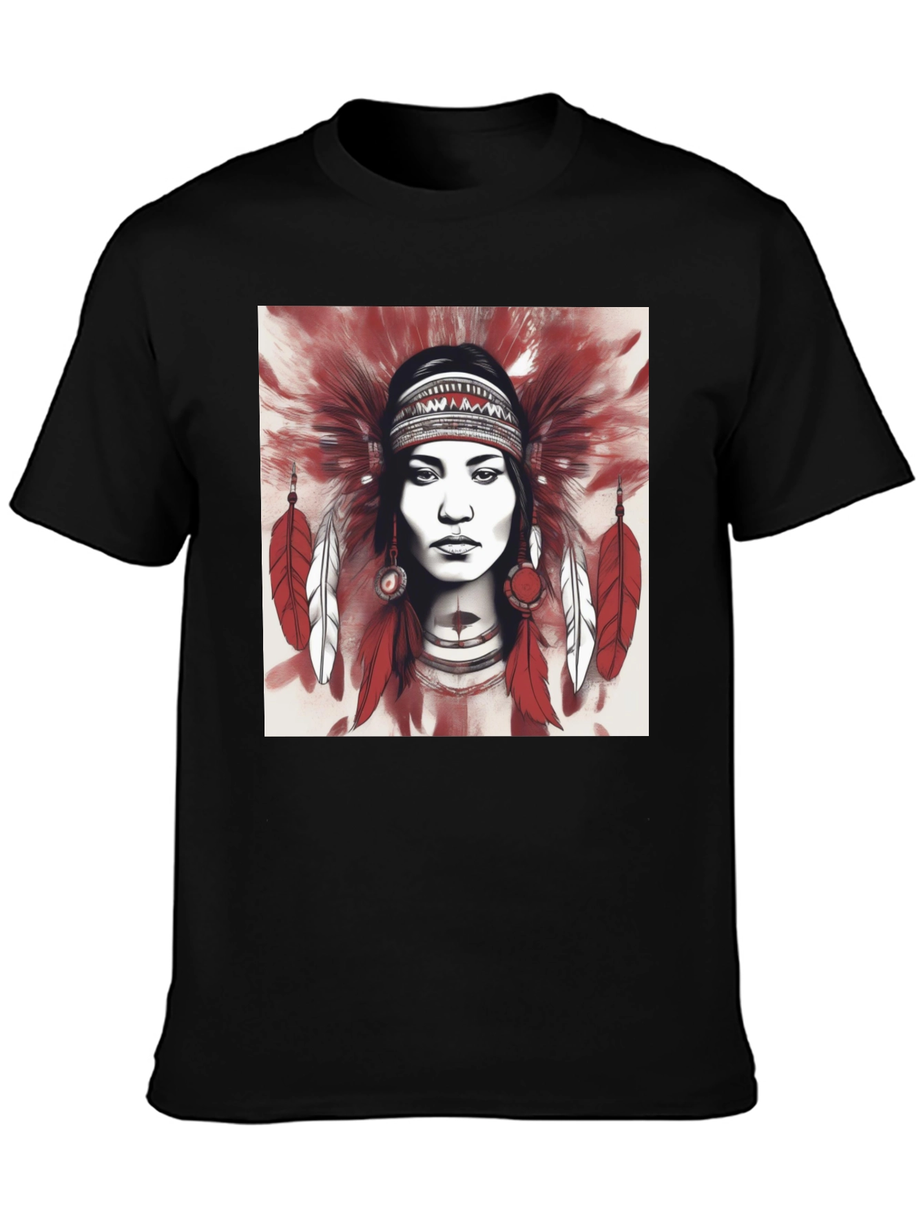 Black Native American Headdress Graphic Tee view 3