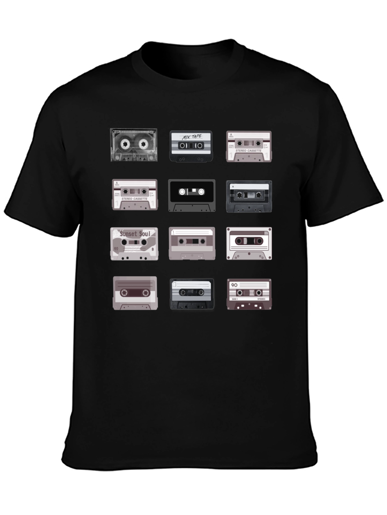 Black Retro Cassette Tape Graphic Tee - Music Lover T-Shirt view 3