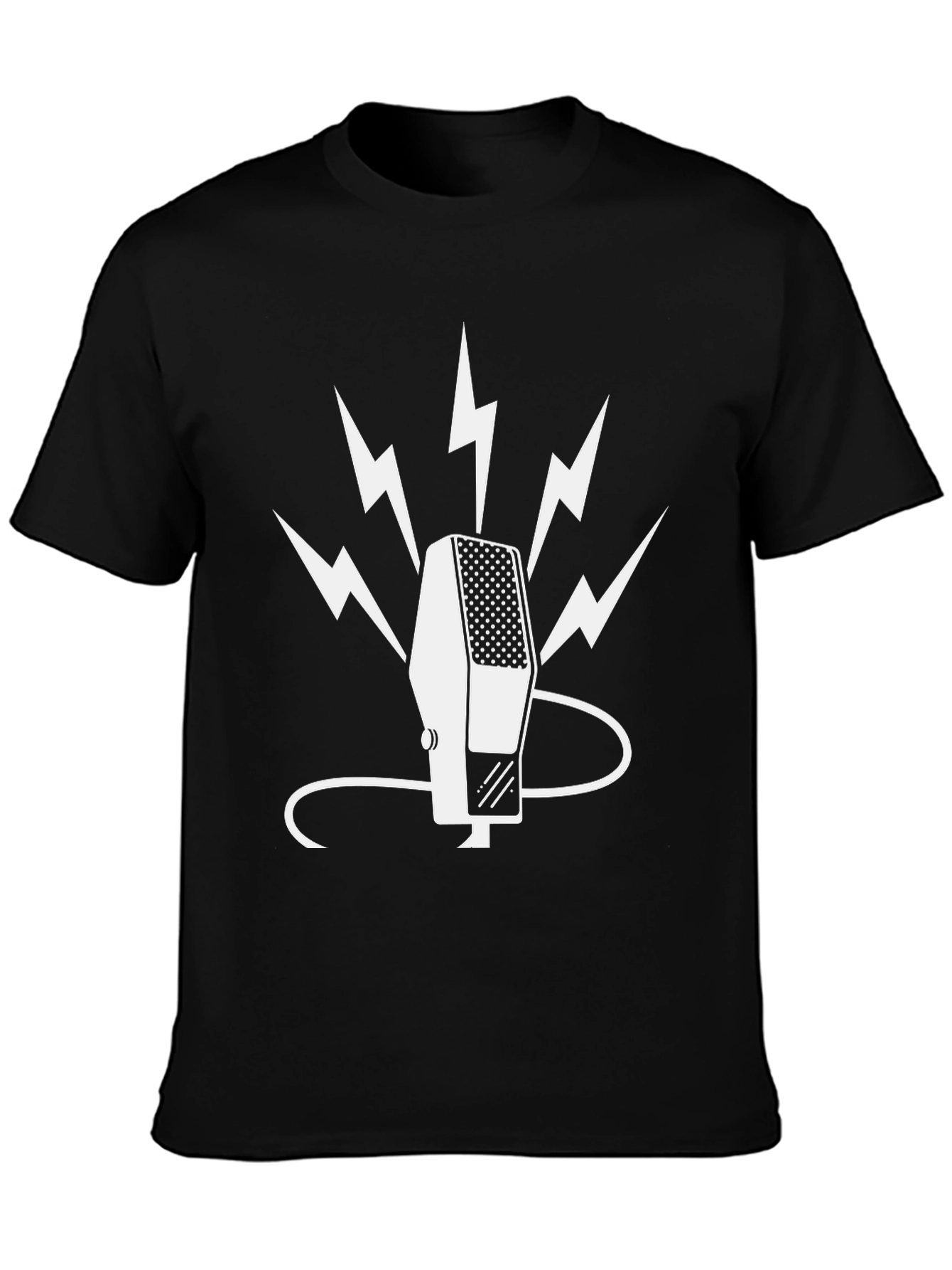 Black Retro Microphone Graphic Tee view 3