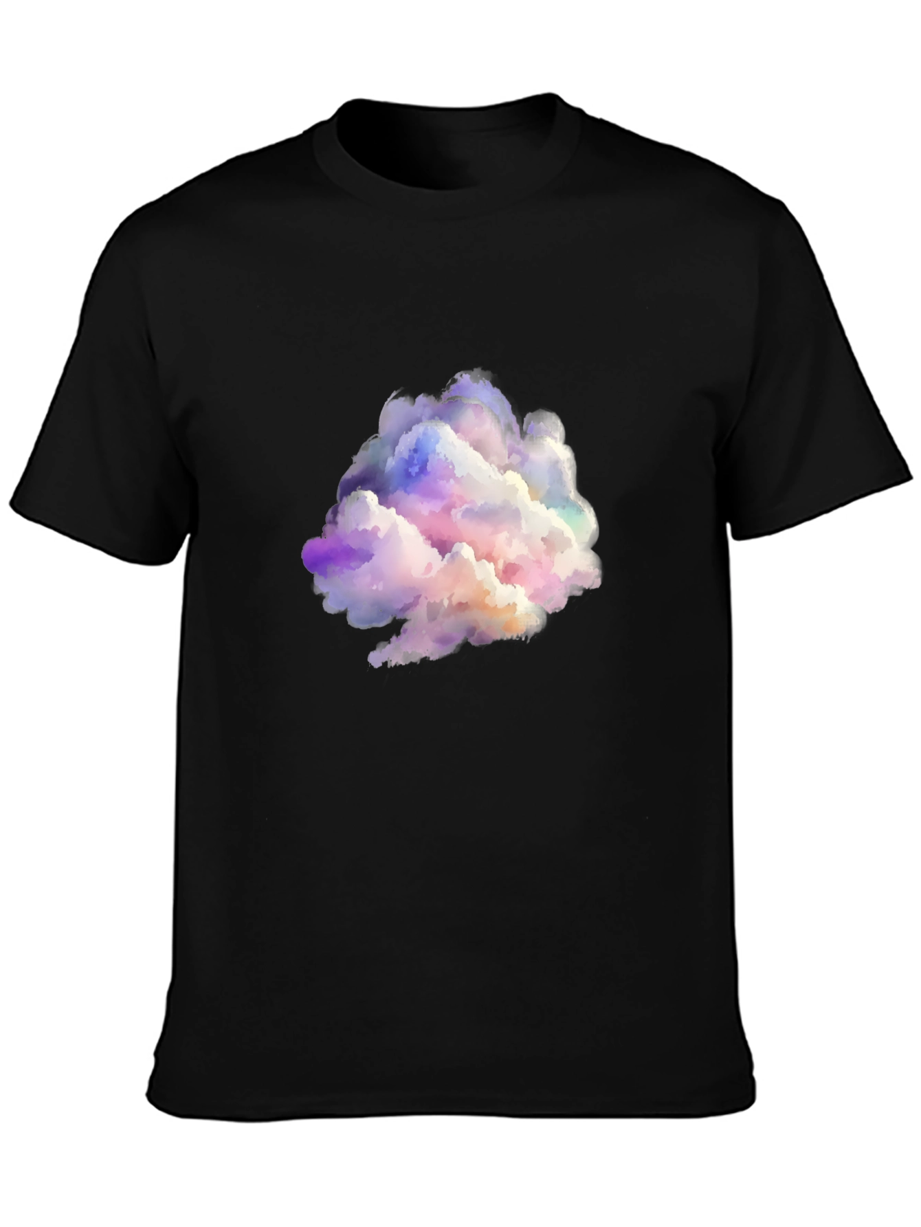 Black Colorful Cloud Graphic Black T-Shirt view 3
