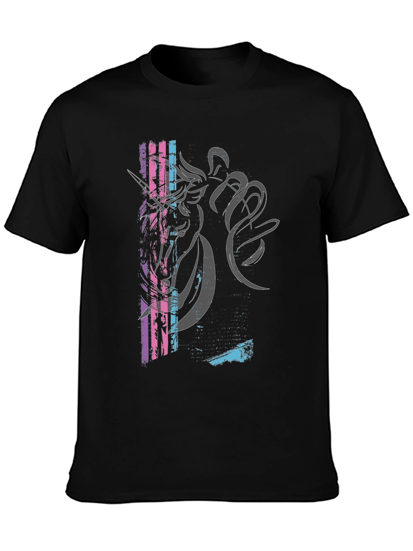 Black Unicorn Graphic Print Black T-Shirt view 3