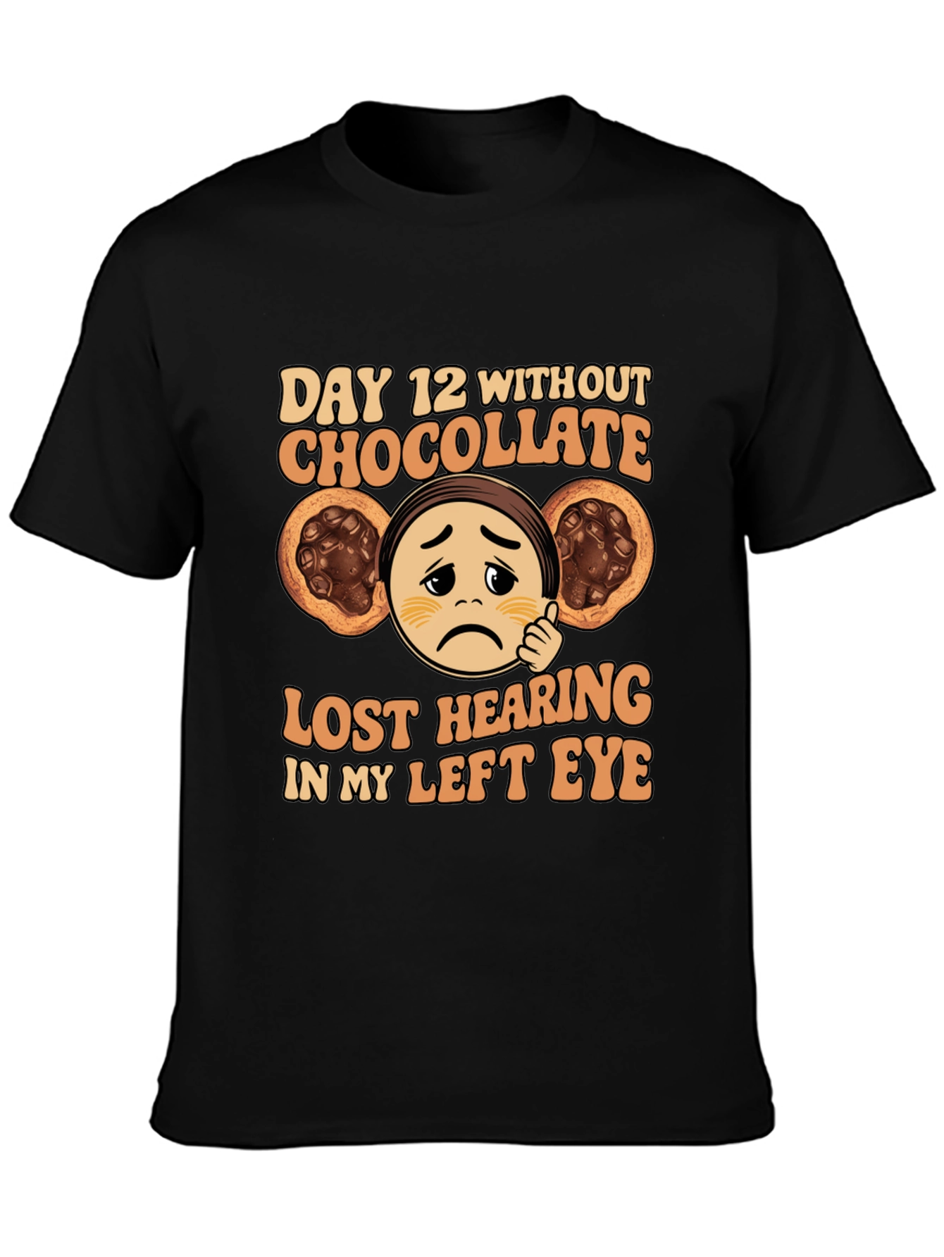 Black Funny Chocolate Deprivation T-Shirt view 3