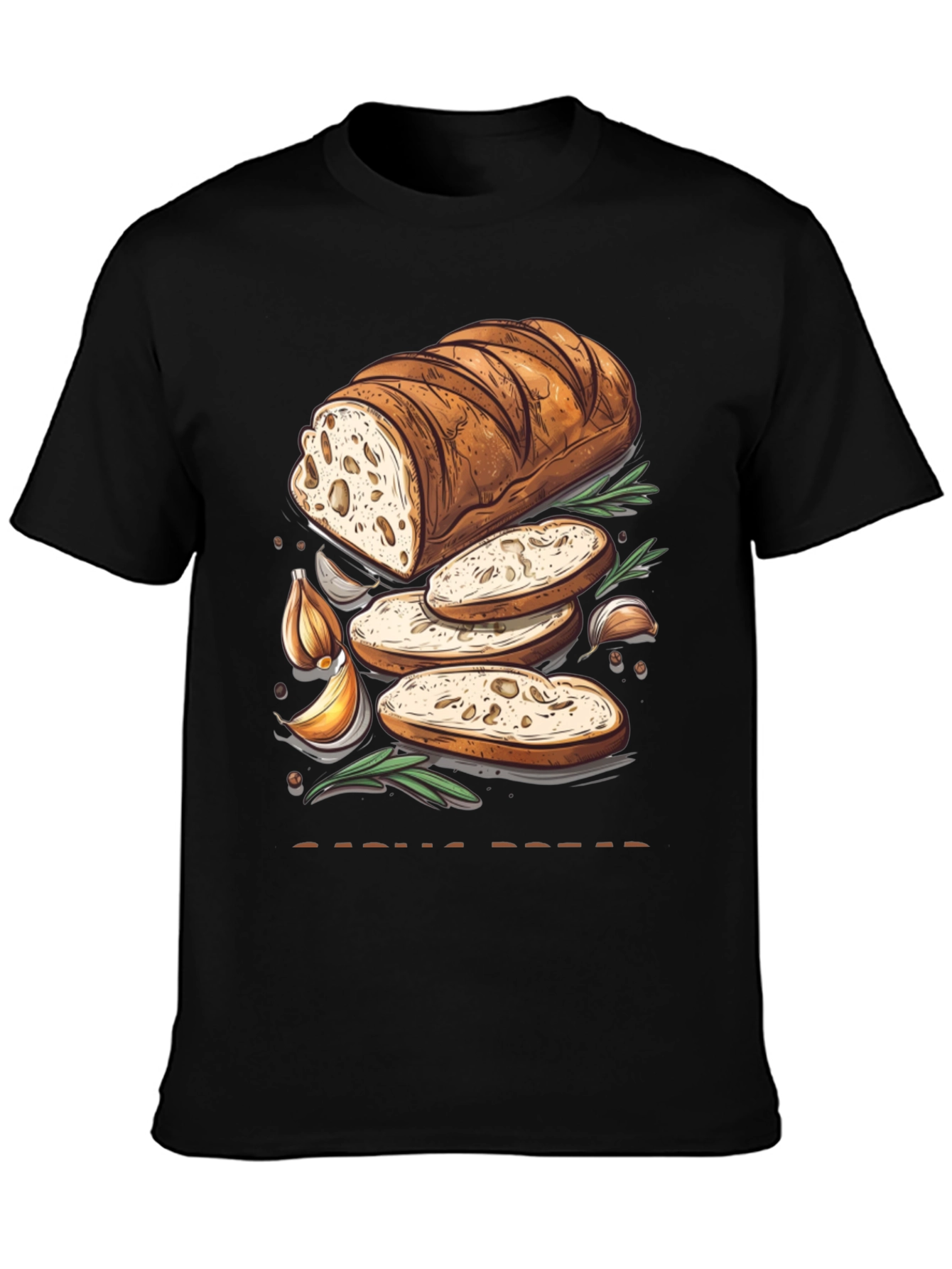 Black Garlic Bread Lover's T-Shirt view 3