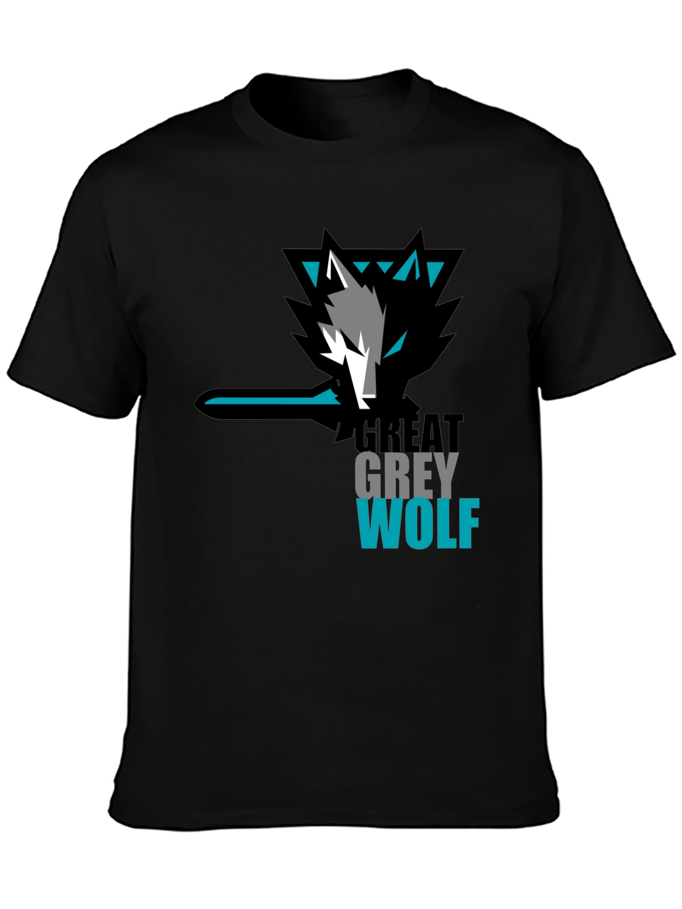 Black Great Grey Wolf Graphic T-Shirt view 3
