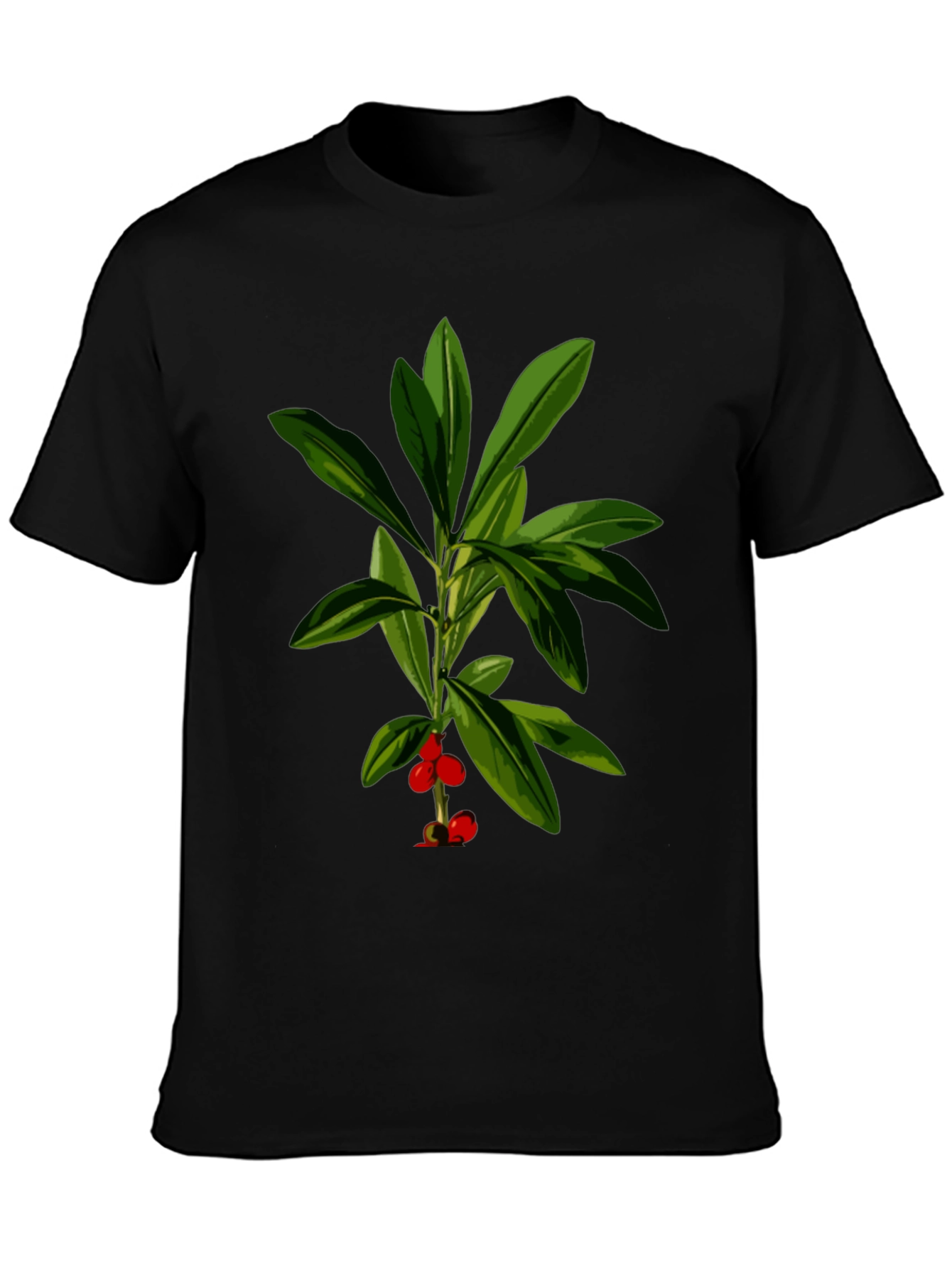 Black Botanical Print Black T-Shirt view 3