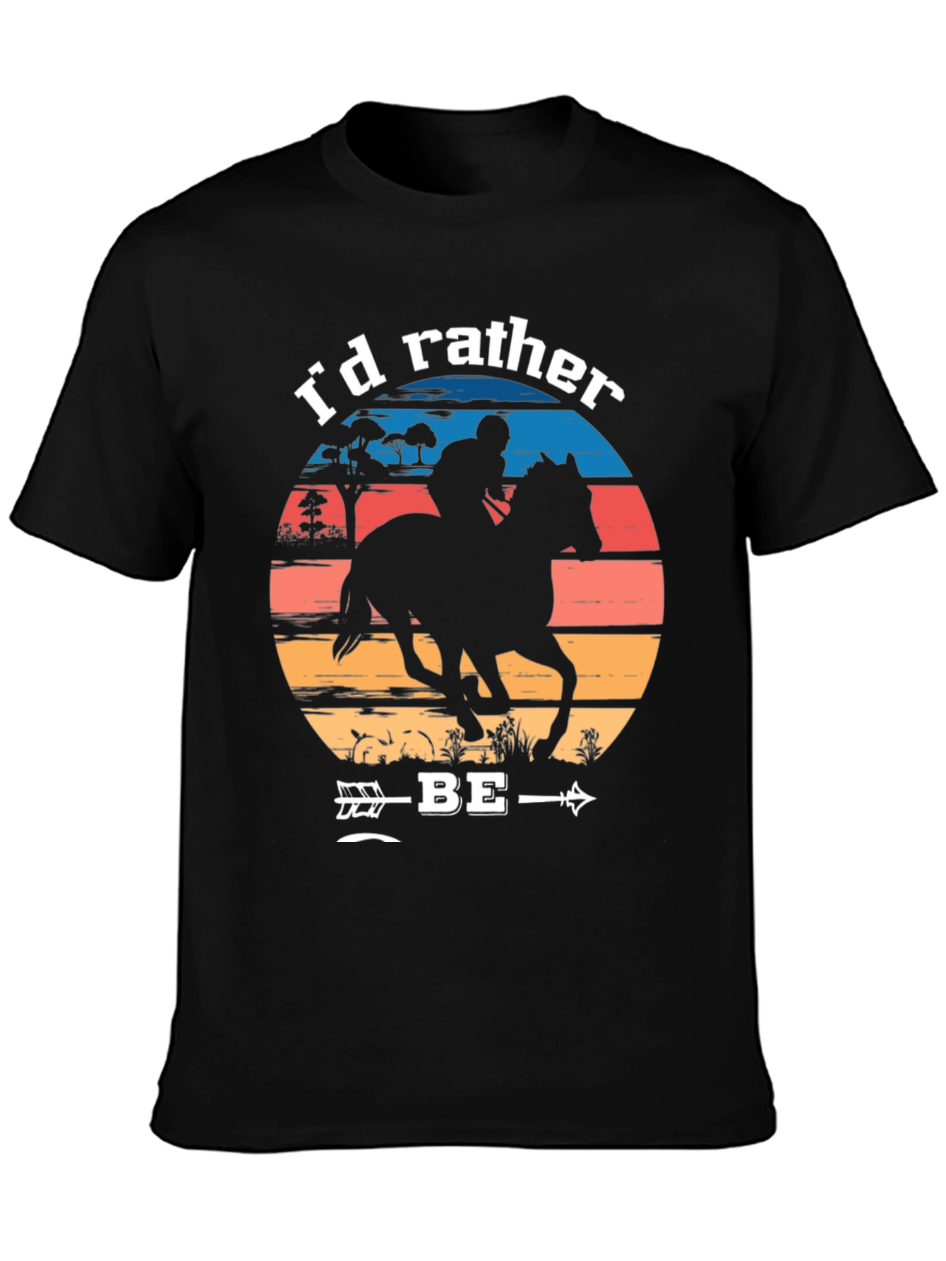 Black Equestrian T-Shirt: I'd Rather Be Riding view 3