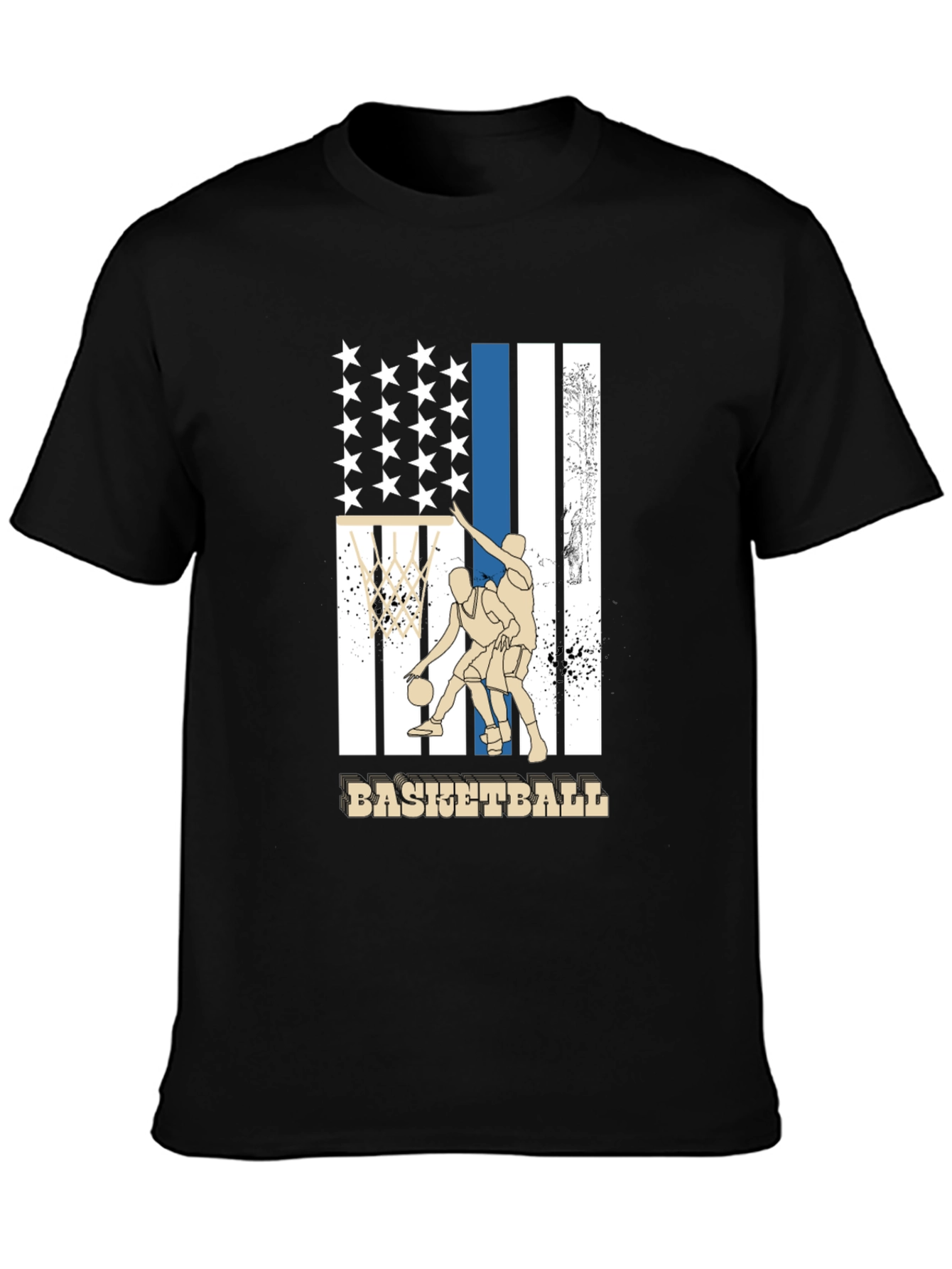 Black Basketball USA Flag Graphic T-Shirt view 3