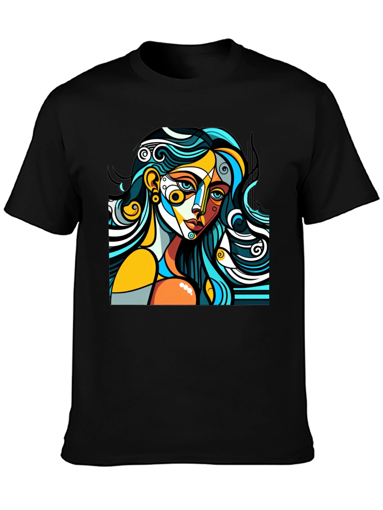 Black Abstract Art Woman Graphic Tee - Modern Style view 3