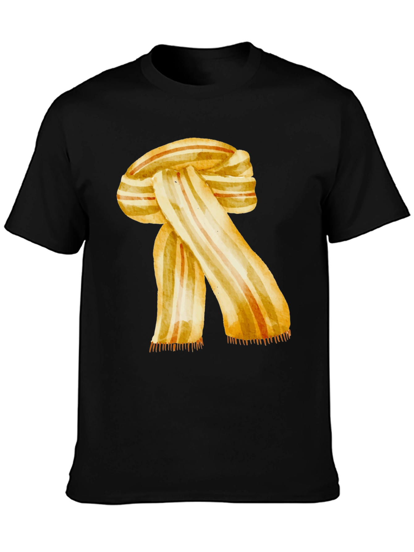 Black Watercolor Scarf Graphic Tee - Stylish Men's Shirt view 3