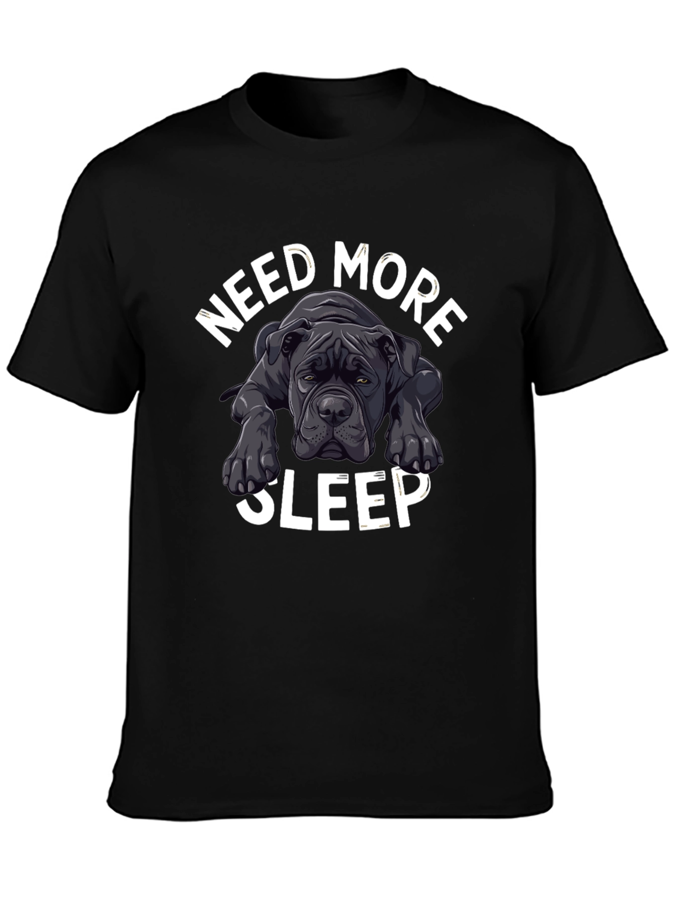 Black Need More Sleep Dog T-Shirt view 3