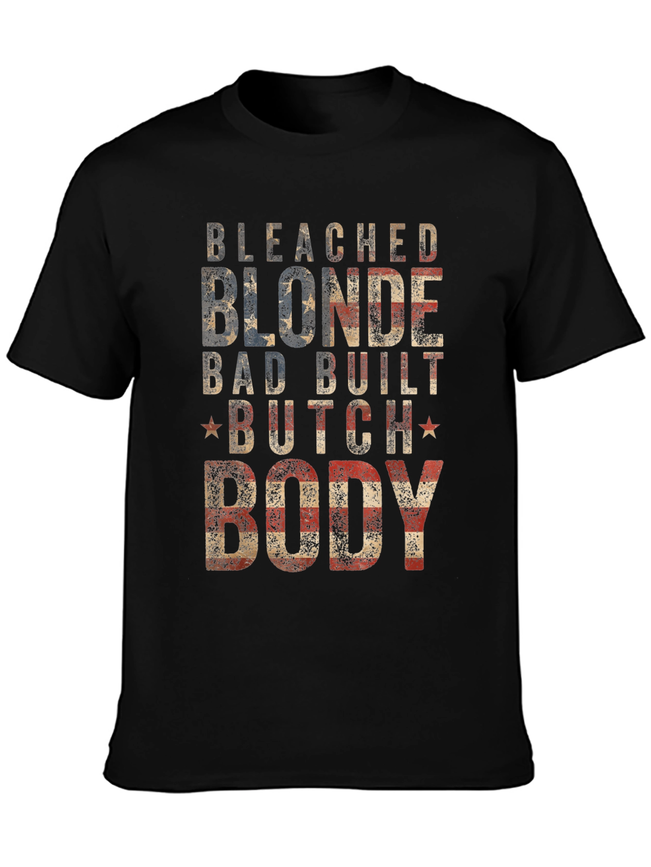 Black Bleached Blonde Body Graphic Tee - Patriotic USA T-Shirt view 3