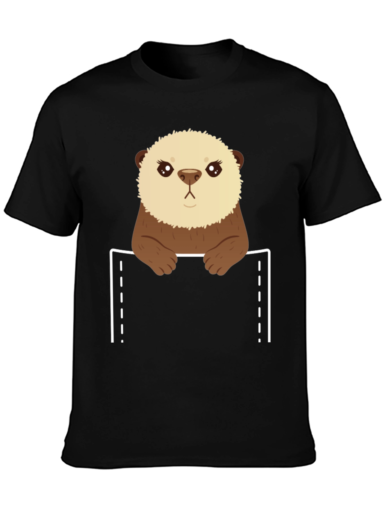 Black Otter Pocket T-Shirt - Cute Animal Tee view 3