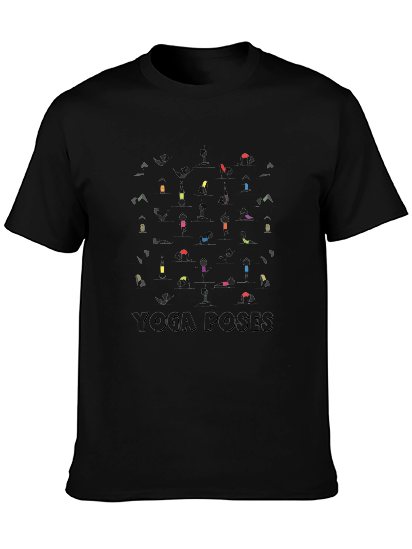 Black Yoga Poses Graphic Black T-Shirt view 3